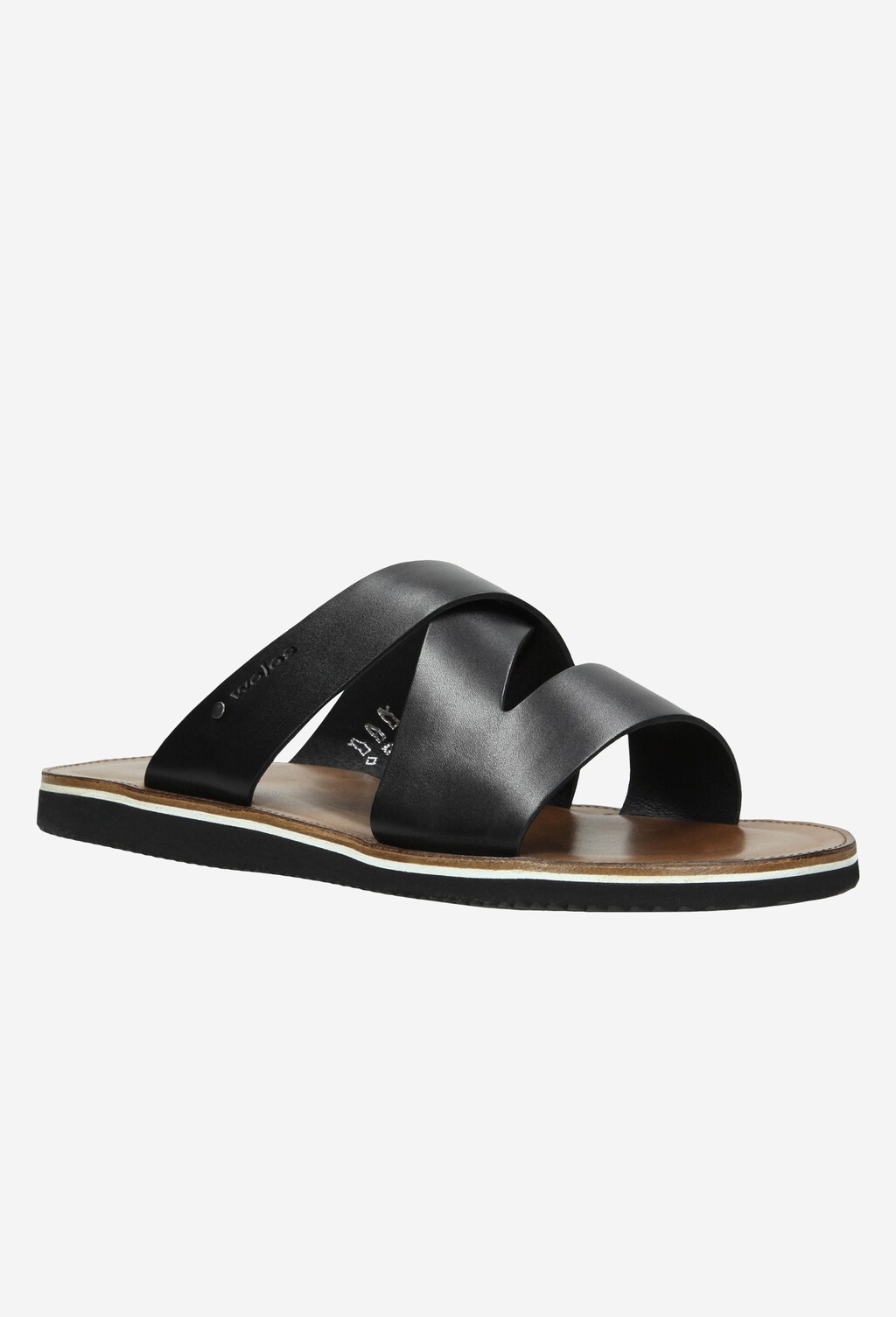 Czarne skórzane klapki męskie 32002-51 Widok 2