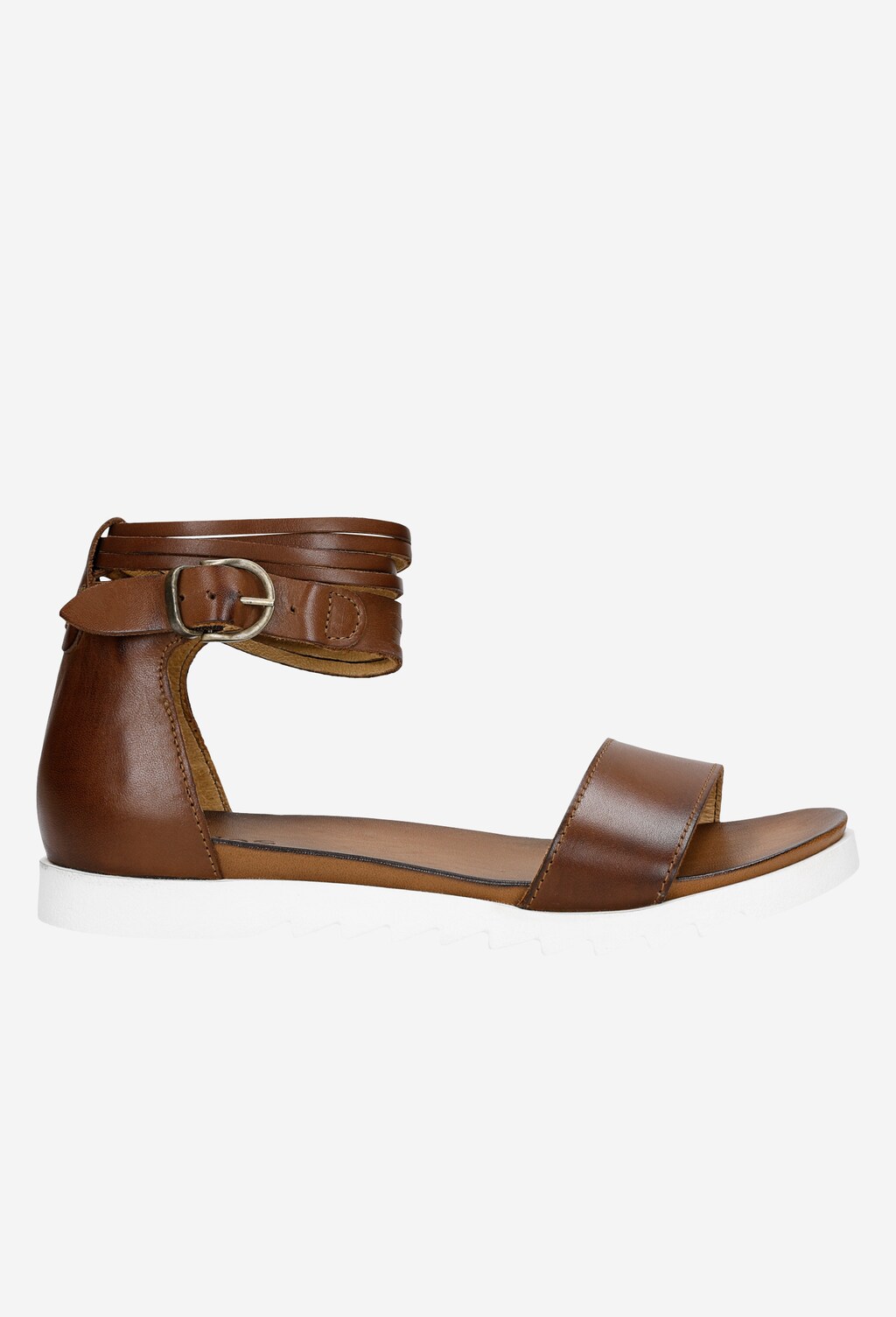 Jasnobrązowe sandały damskie na białej podeszwie 76013-53 Widok 2