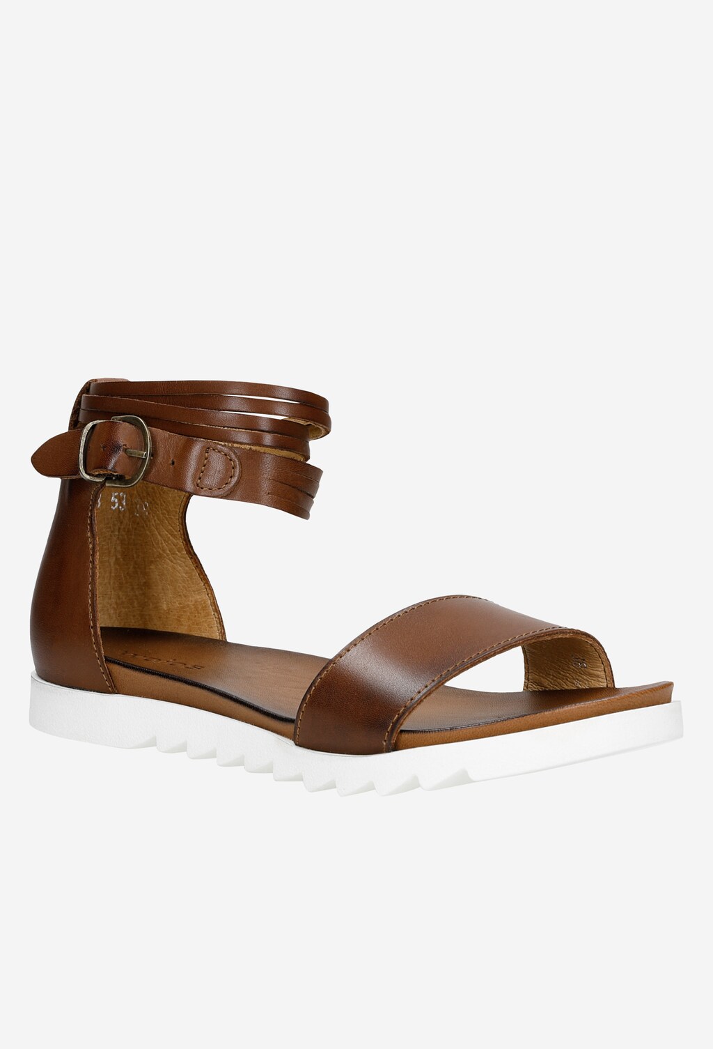 Jasnobrązowe sandały damskie na białej podeszwie 76013-53 Widok 3