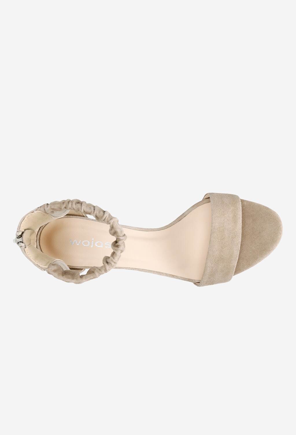 Delikatne beżowe sandały damskie na słupku z paskiem wokół kostki 76026-64 Widok 5