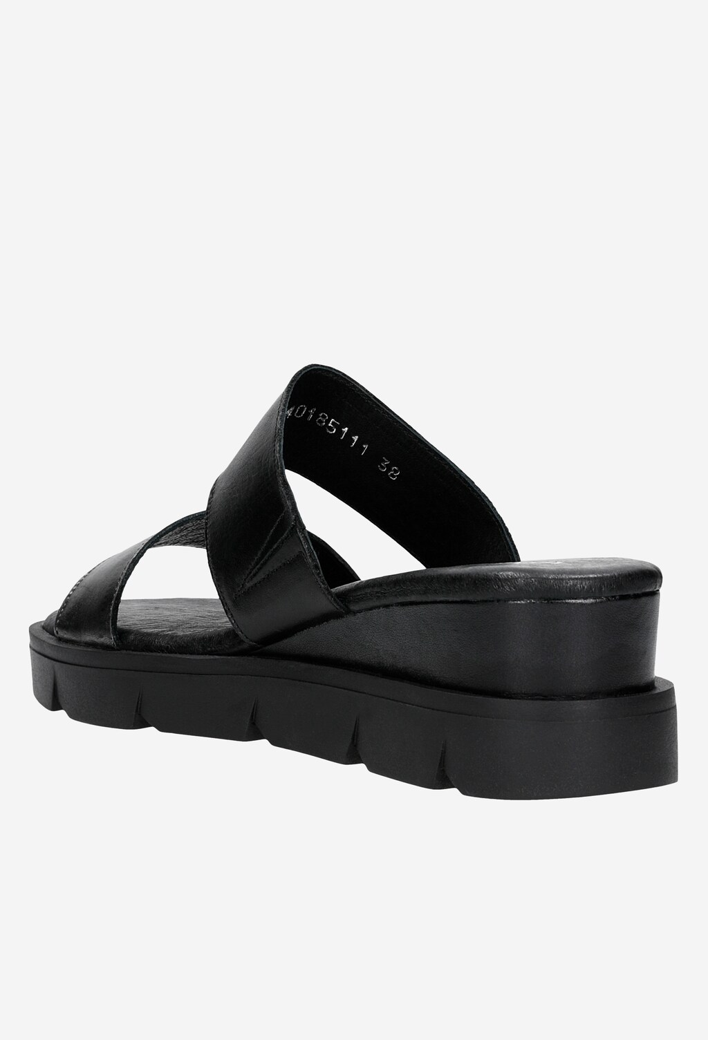 Czarno-srebrne klapki damskie na koturnie idealne na lato 74018-51 Widok 4