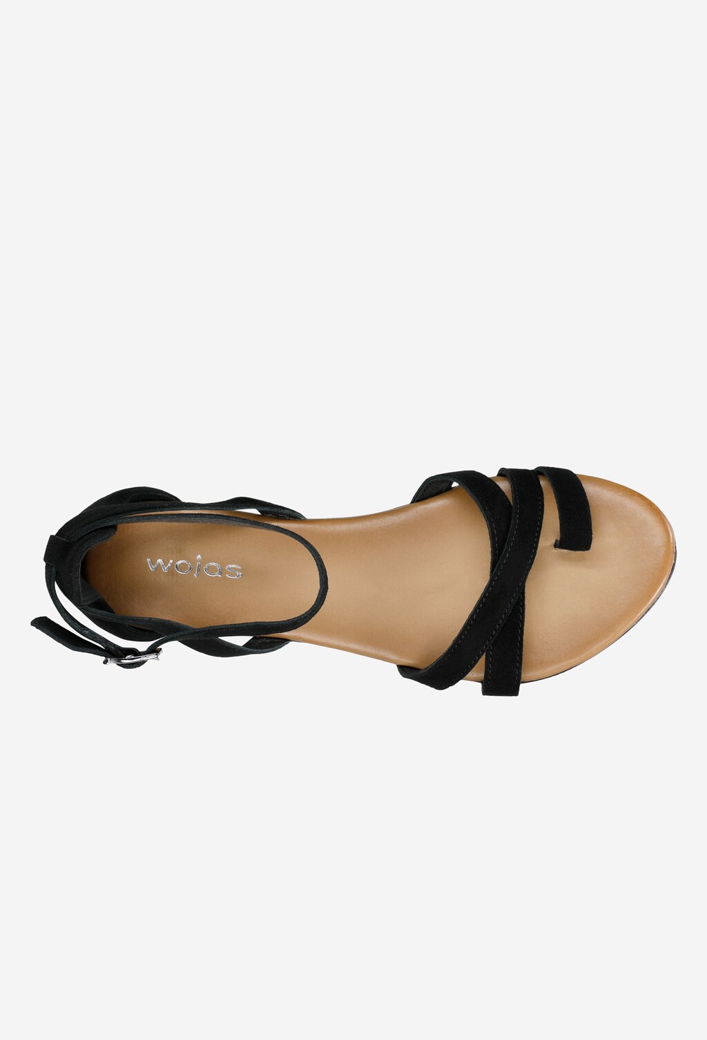 Czarne sandały damskie z paskami ze skóry welurowej 76006-61 Widok 4