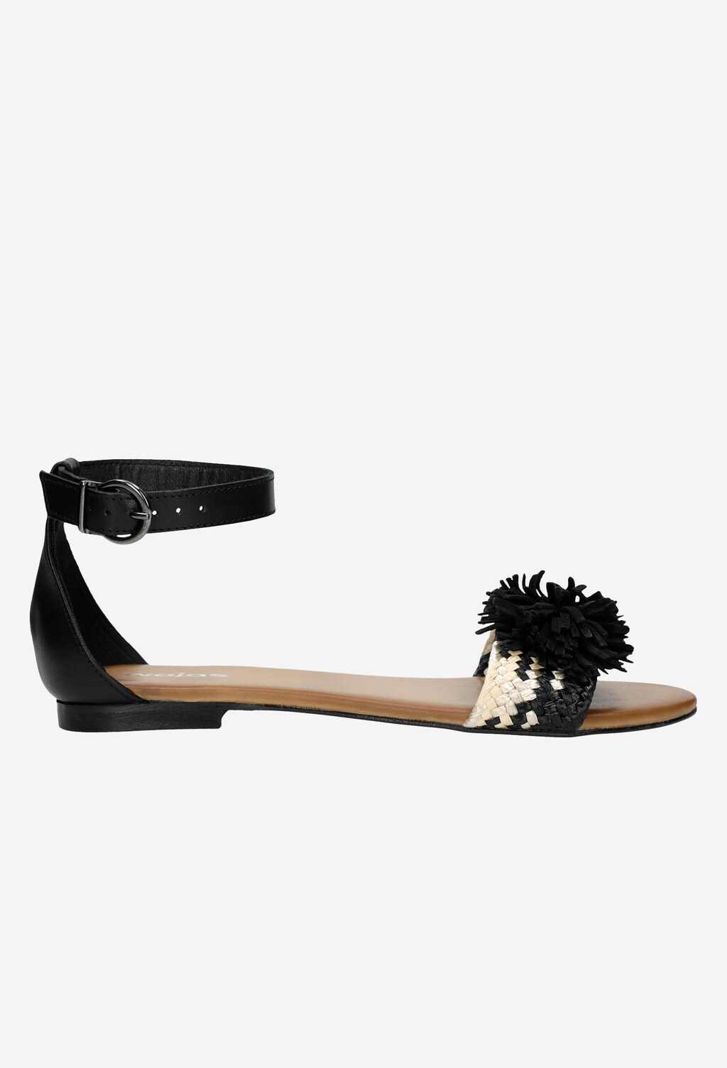 Černo-béžové kožené dámské sandály s aplikací 76010-81 Widok 2