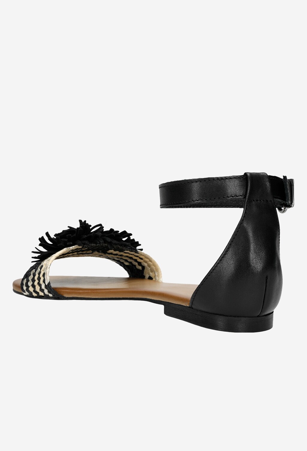 Černo-béžové kožené dámské sandály s aplikací 76010-81 Widok 4