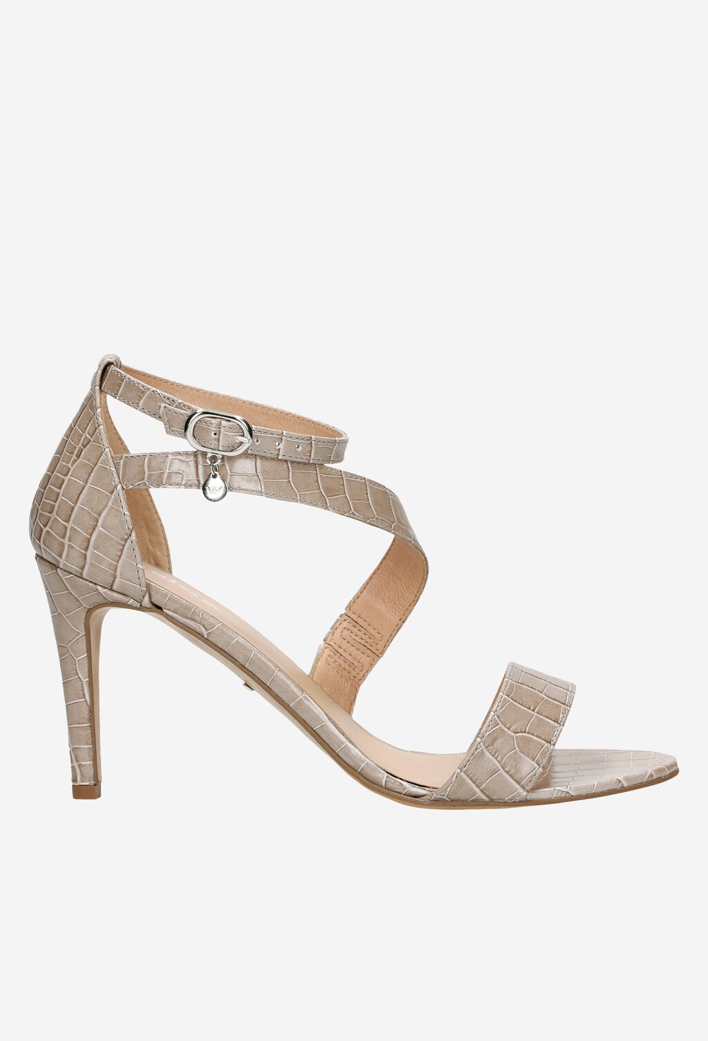 Beżowe sandały damskie na szpilce z minikolekcji upscaled croc 76046-54 Widok 2
