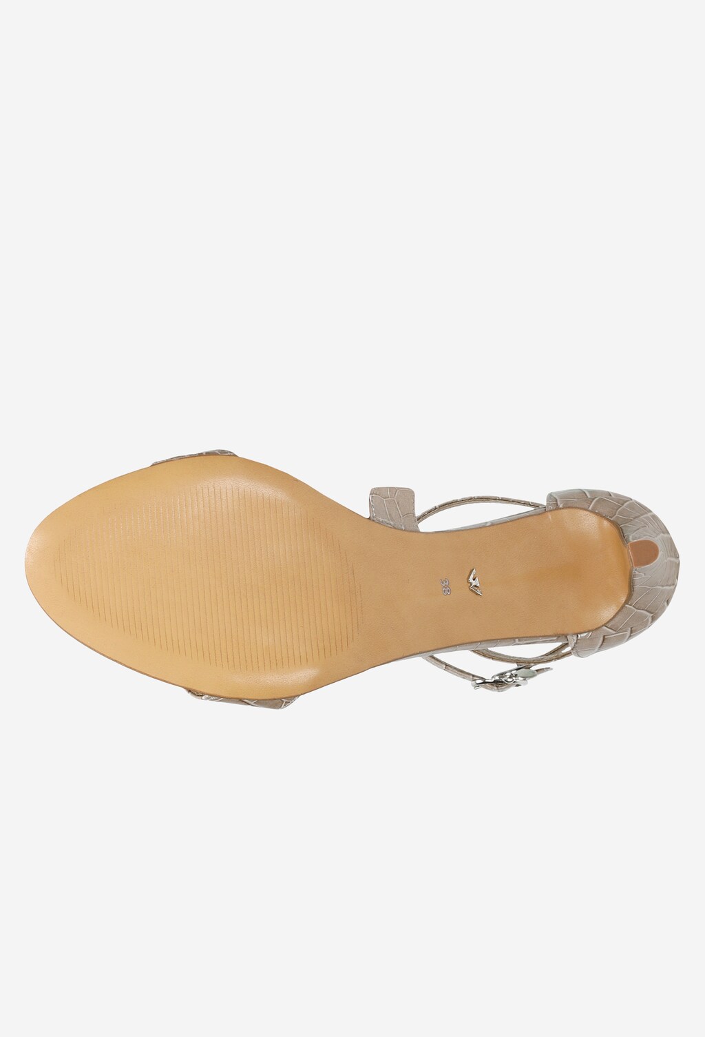 Beżowe sandały damskie na szpilce z minikolekcji upscaled croc 76046-54 Widok 6