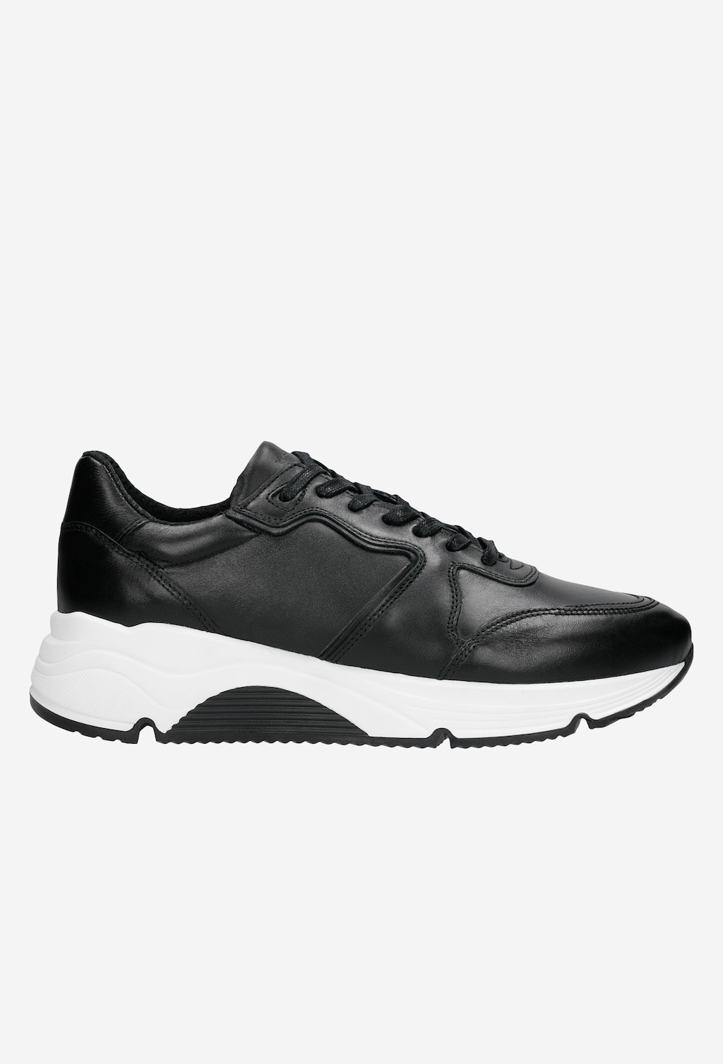 Czarne sportowe półbuty męskie ze skóry licowej na wysokiej podeszwie 46042-50 Widok 2