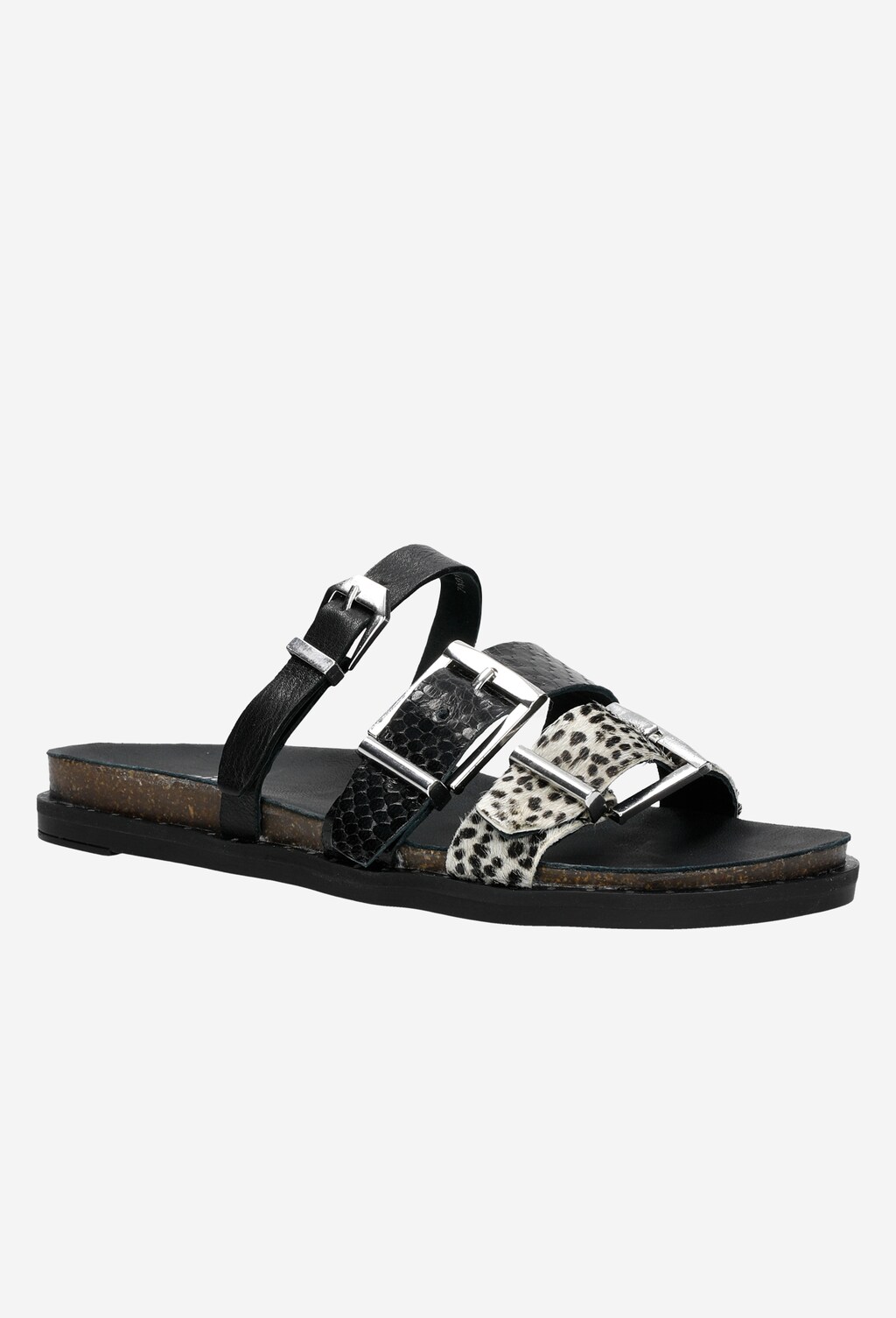 Czarno-białe klapki damskie ze zwierzęcymi motywami 74019-81 Widok 2