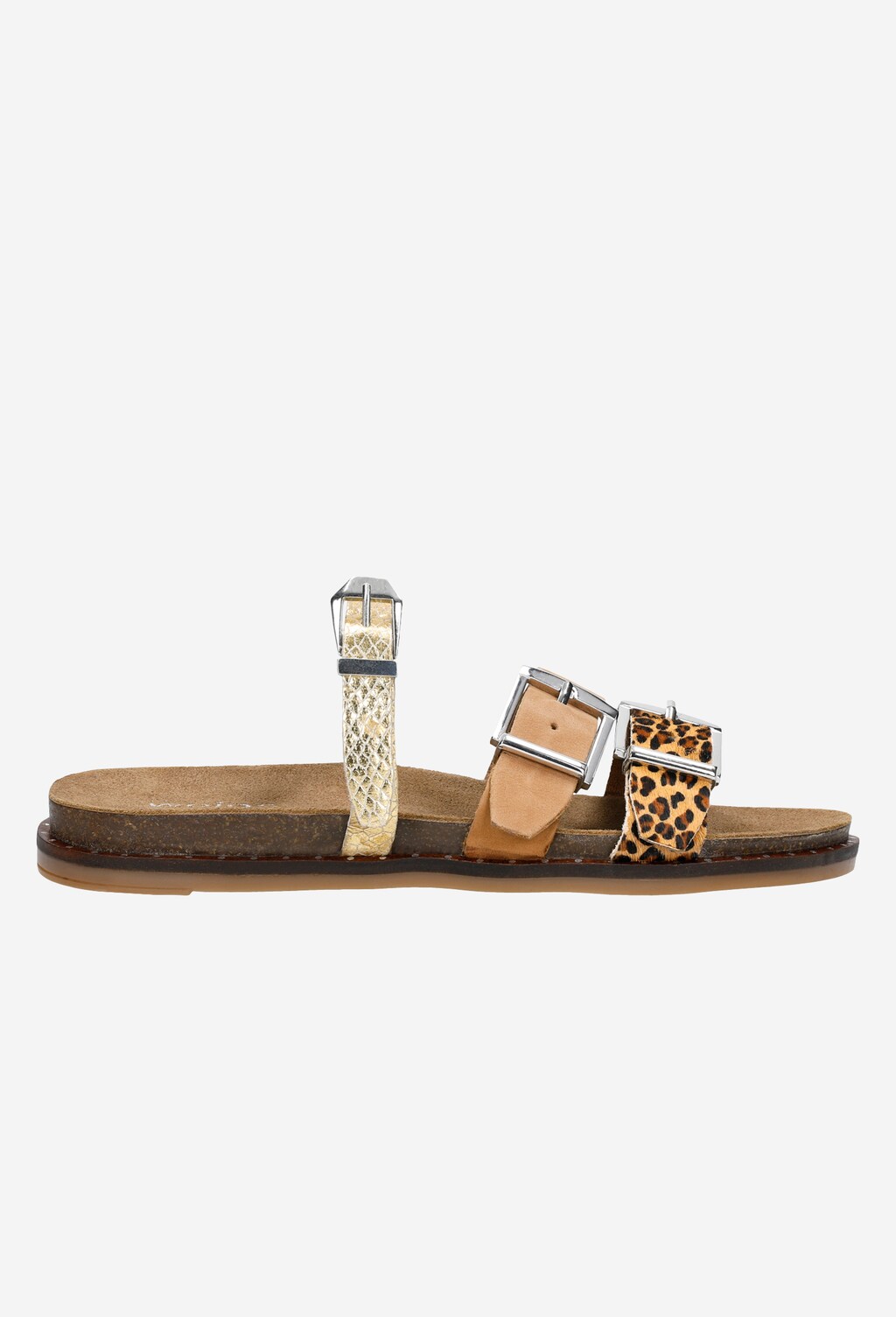 Brązowo-złote klapki damskie z motywami zwierzęcymi 74019-83 Widok 1