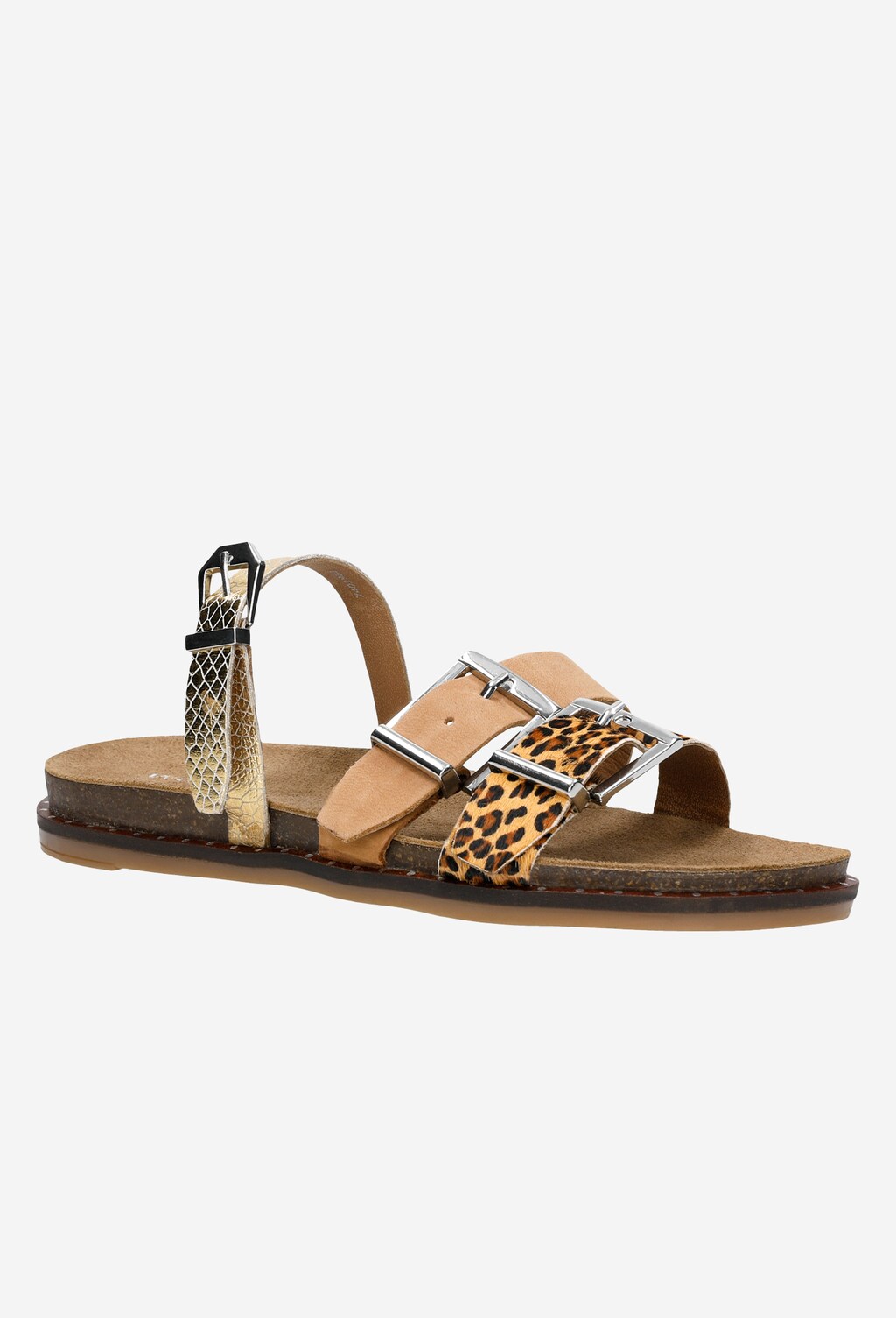 Brązowo-złote klapki damskie z motywami zwierzęcymi 74019-83 Widok 2