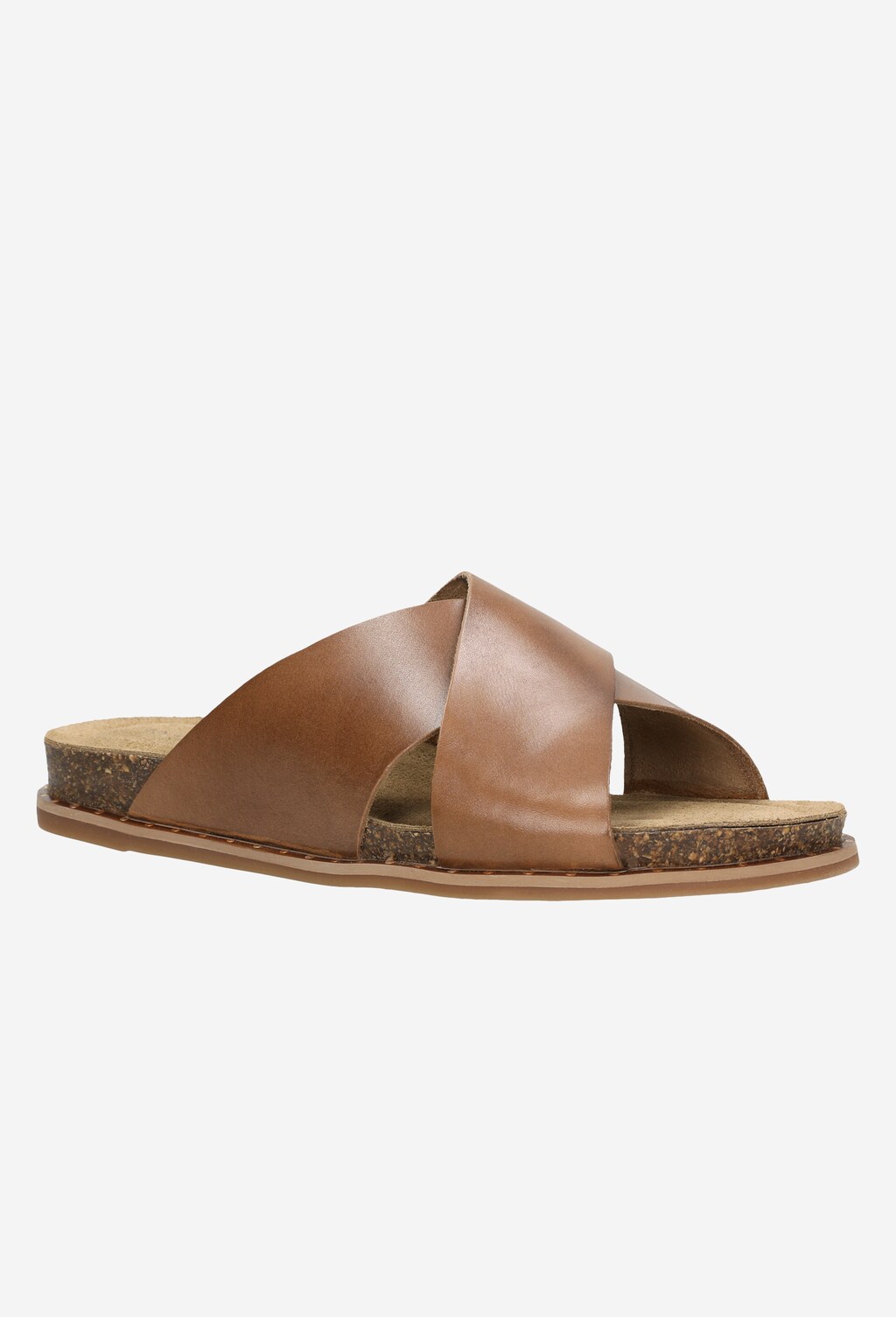 Brązowe klapki damskie ze skóry licowej na płaskiej podeszwie  74009-53 Widok 2