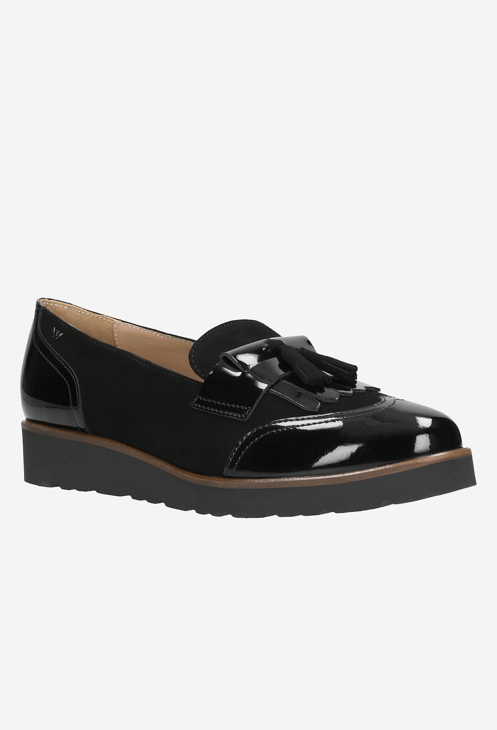 Czarne wsuwane półbuty damskie ze skóry lakierowanej 46050-71 Widok 3