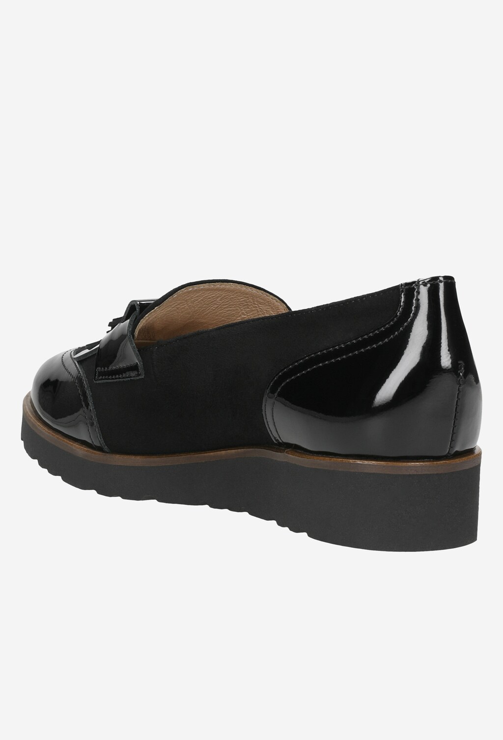 Czarne wsuwane półbuty damskie ze skóry lakierowanej 46050-71 Widok 4