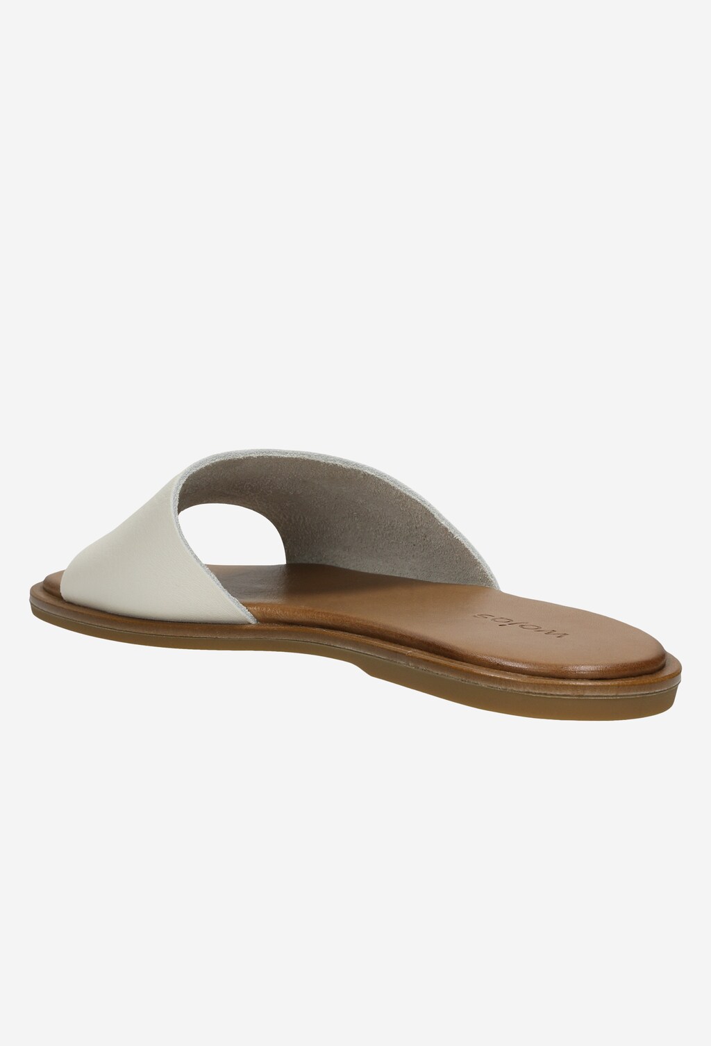 Eleganckie Beżowe klapki damskie na ciemnej płaskiej podeszwie 74006-54 Widok 3