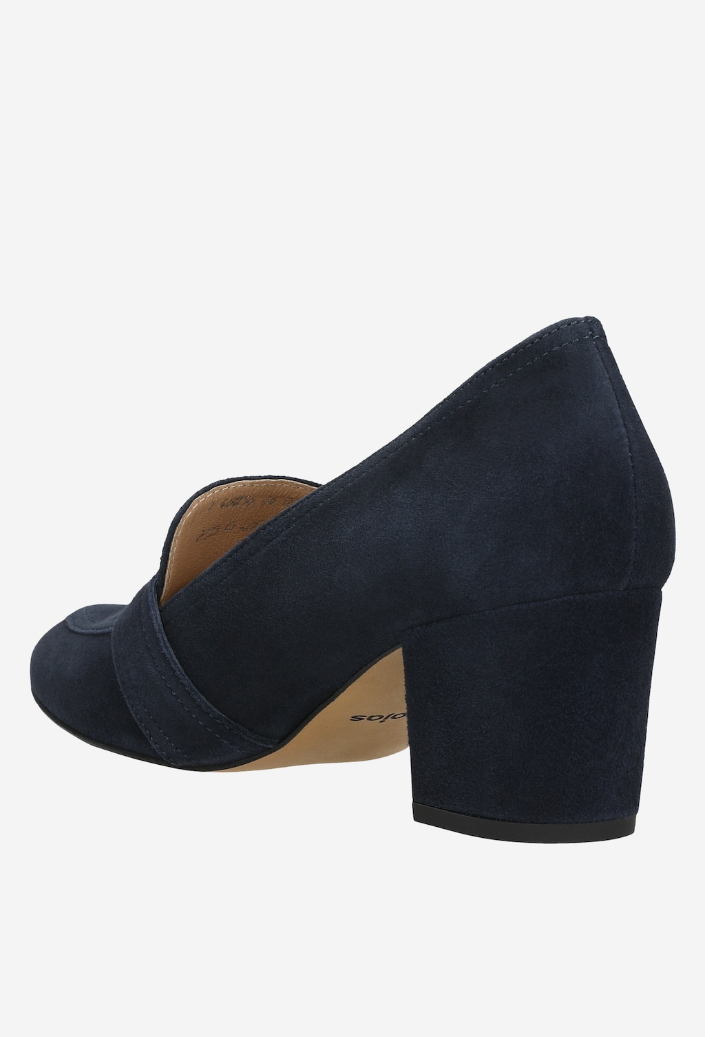 Granatowe welurowe mokasyny damskie na słupku 46056-66 Widok 4