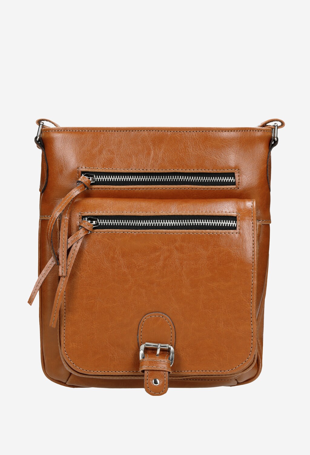 Brązowa listonoszka ze skóry licowej 80037-54 Widok 1