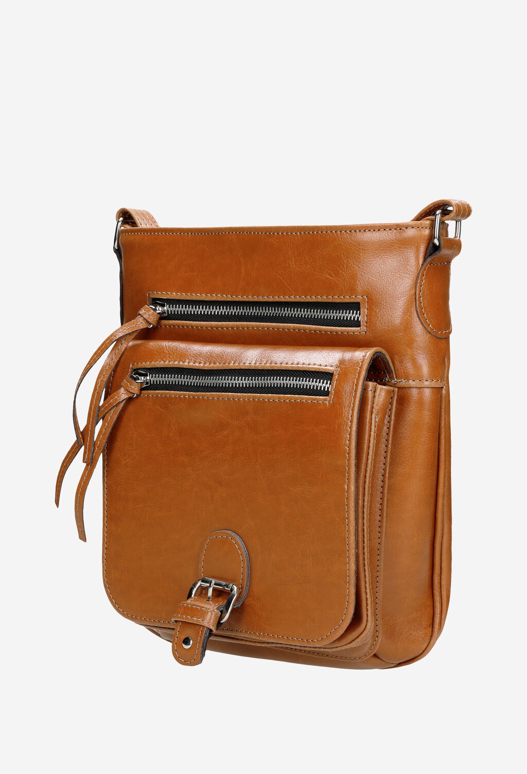 Brązowa listonoszka ze skóry licowej 80037-54 Widok 2