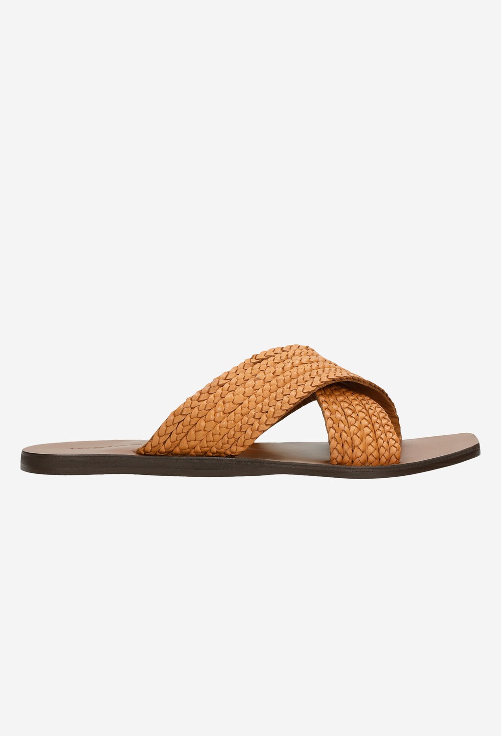 Brązowe klapki damskie z plecionymi paskami 74032-53 Widok 1