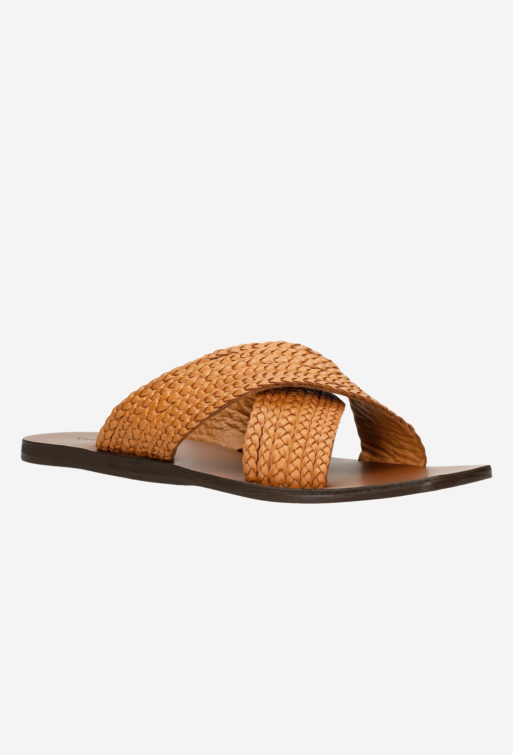 Brązowe klapki damskie z plecionymi paskami 74032-53 Widok 2