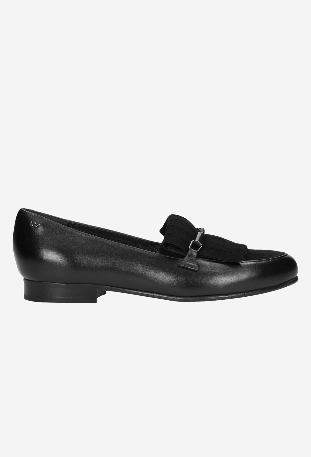 Czarne wygodne mokasyny damskie ze skóry licowej oraz welurowej 46045-71 Widok 2