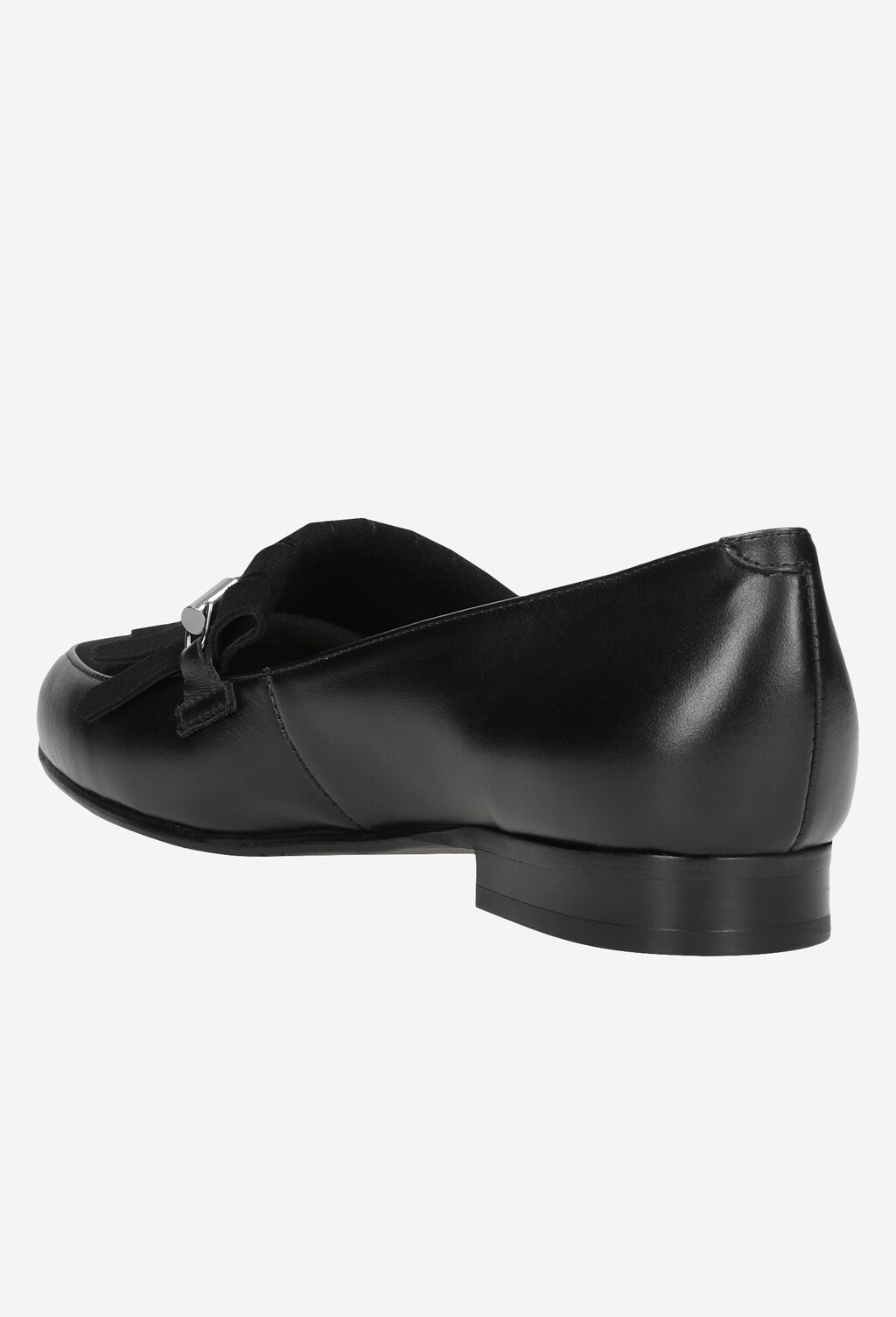 Czarne wygodne mokasyny damskie ze skóry licowej oraz welurowej 46045-71 Widok 4