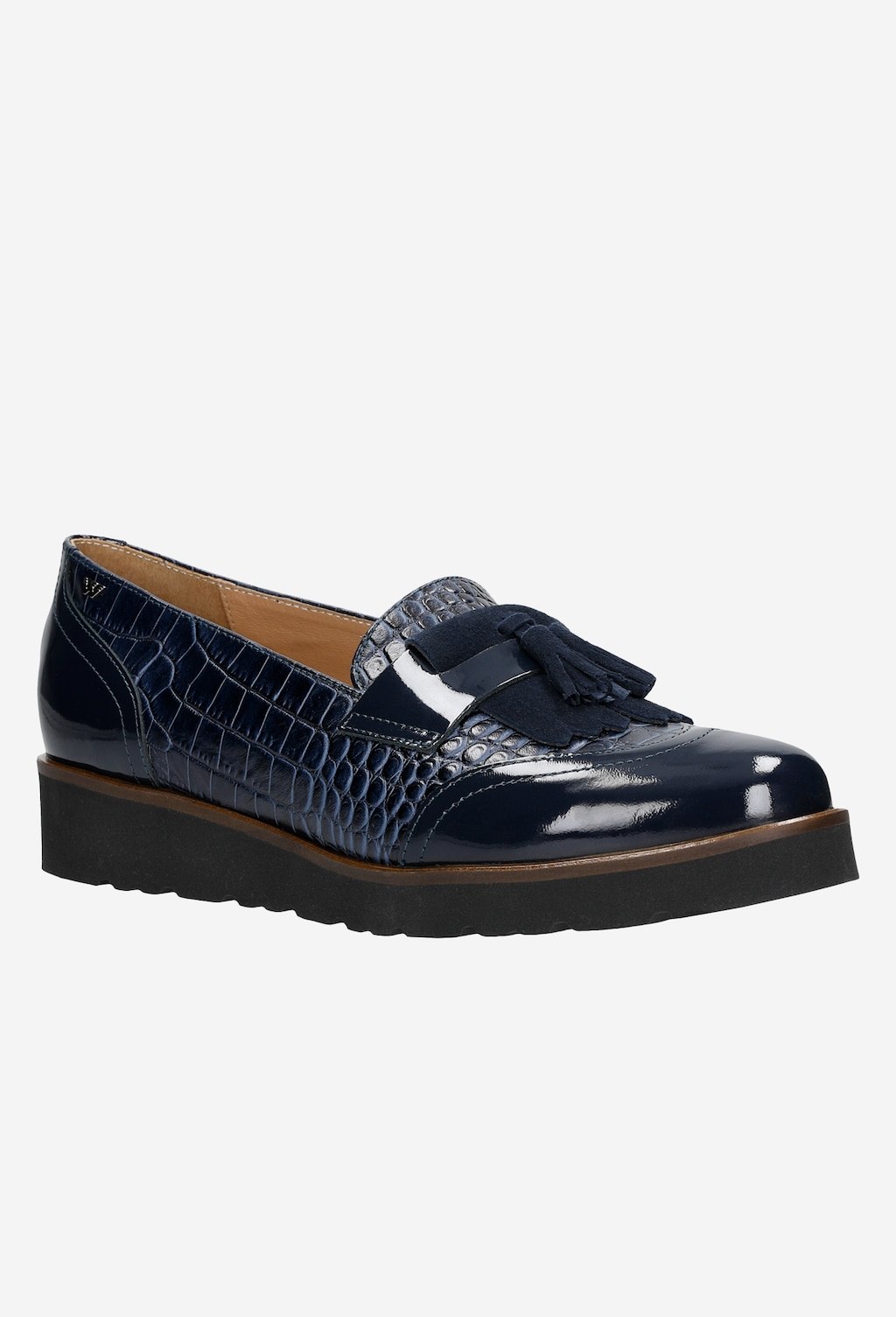 Granatowe wsuwane półbuty damskie z chwostami 46050-76 Widok 3