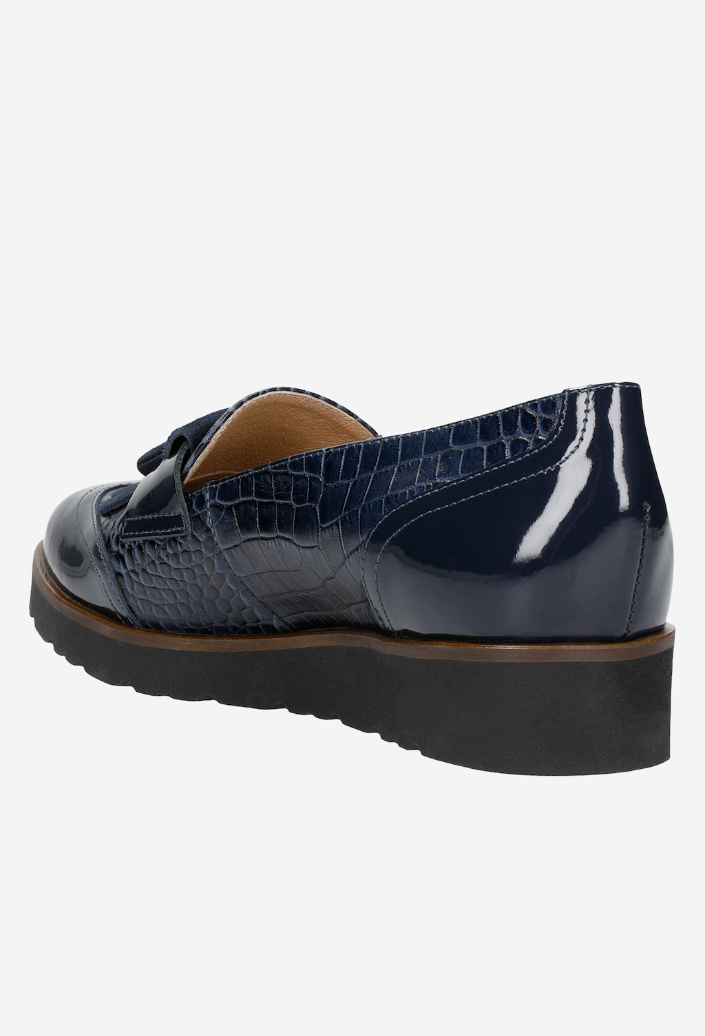 Granatowe wsuwane półbuty damskie z chwostami 46050-76 Widok 4