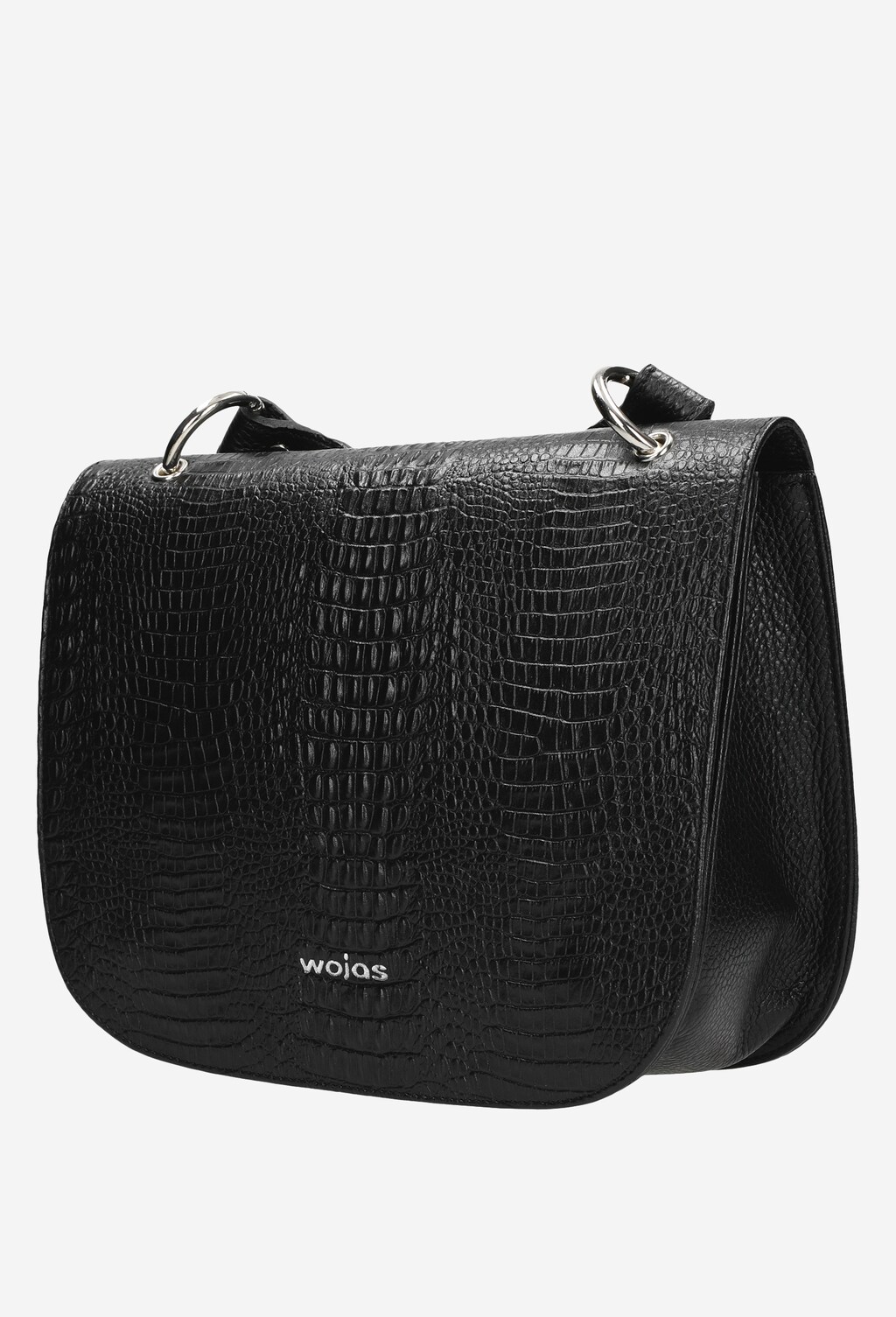 Mała czarna torebka damska na codzień ze skóry licowej tłoczonej  9850-51 Widok 2