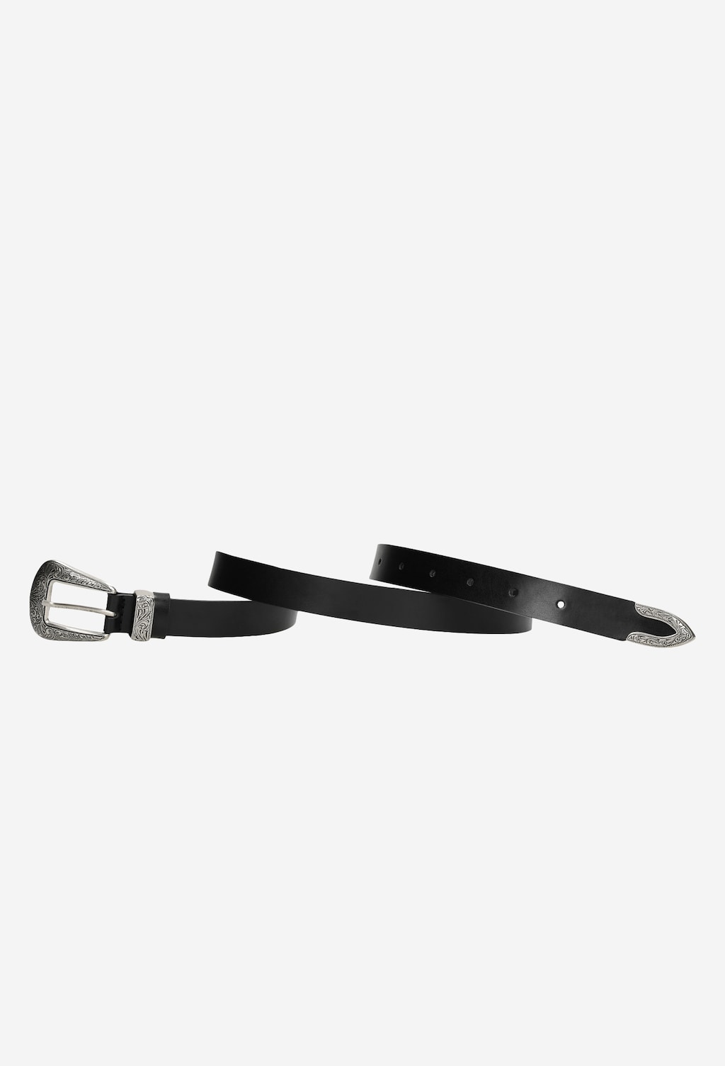 Černý kožený pásek dámský s ozdobnou přezkou 93012-51 Widok 3