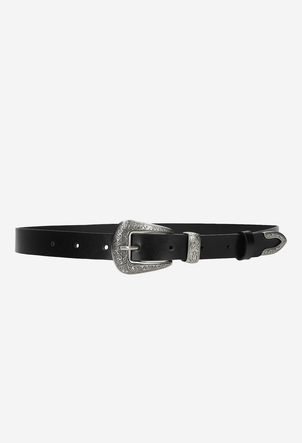 Černý kožený pásek dámský s ozdobnou přezkou 93012-51 Widok 4