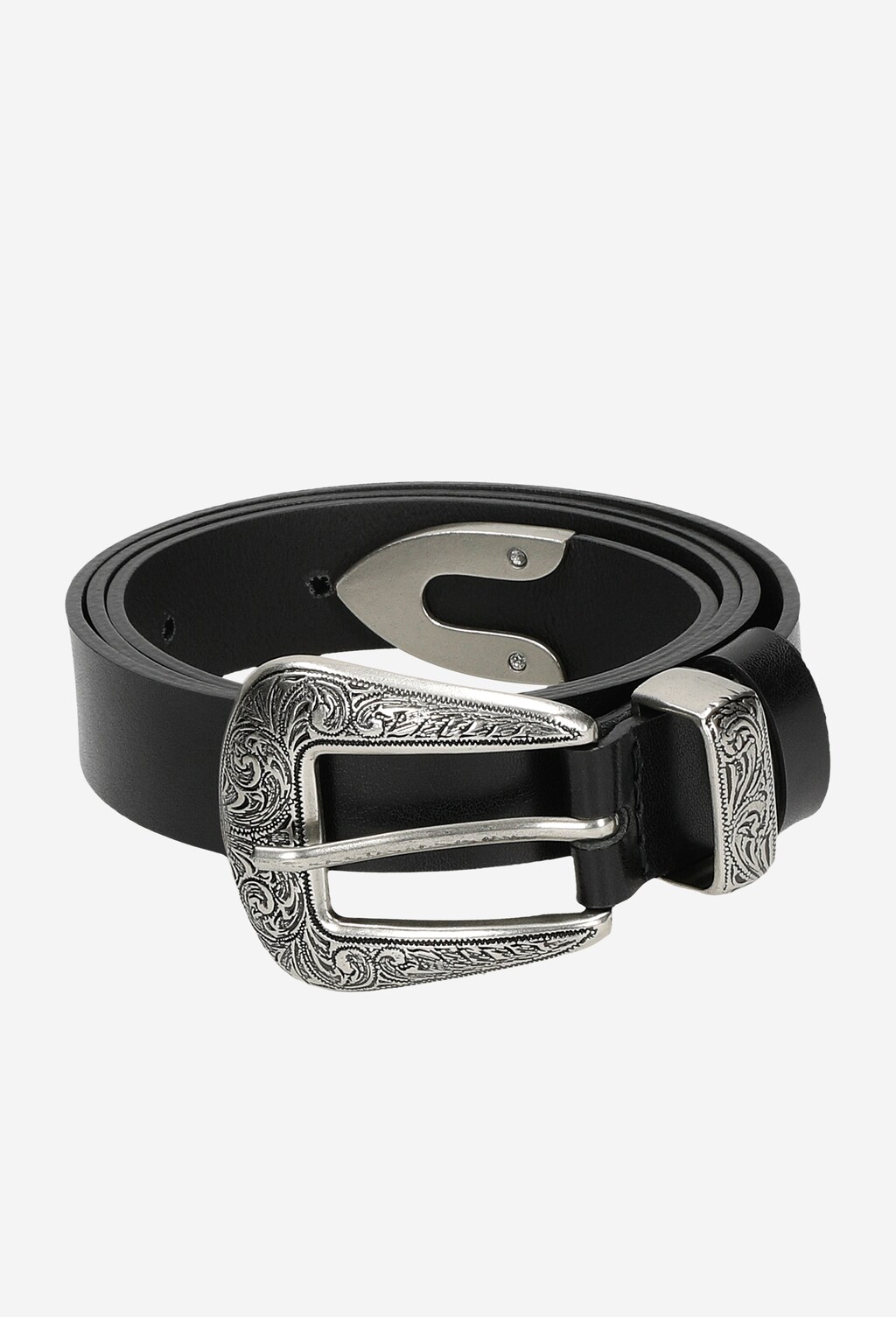 Černý kožený pásek dámský s ozdobnou přezkou 93012-51 Widok 6