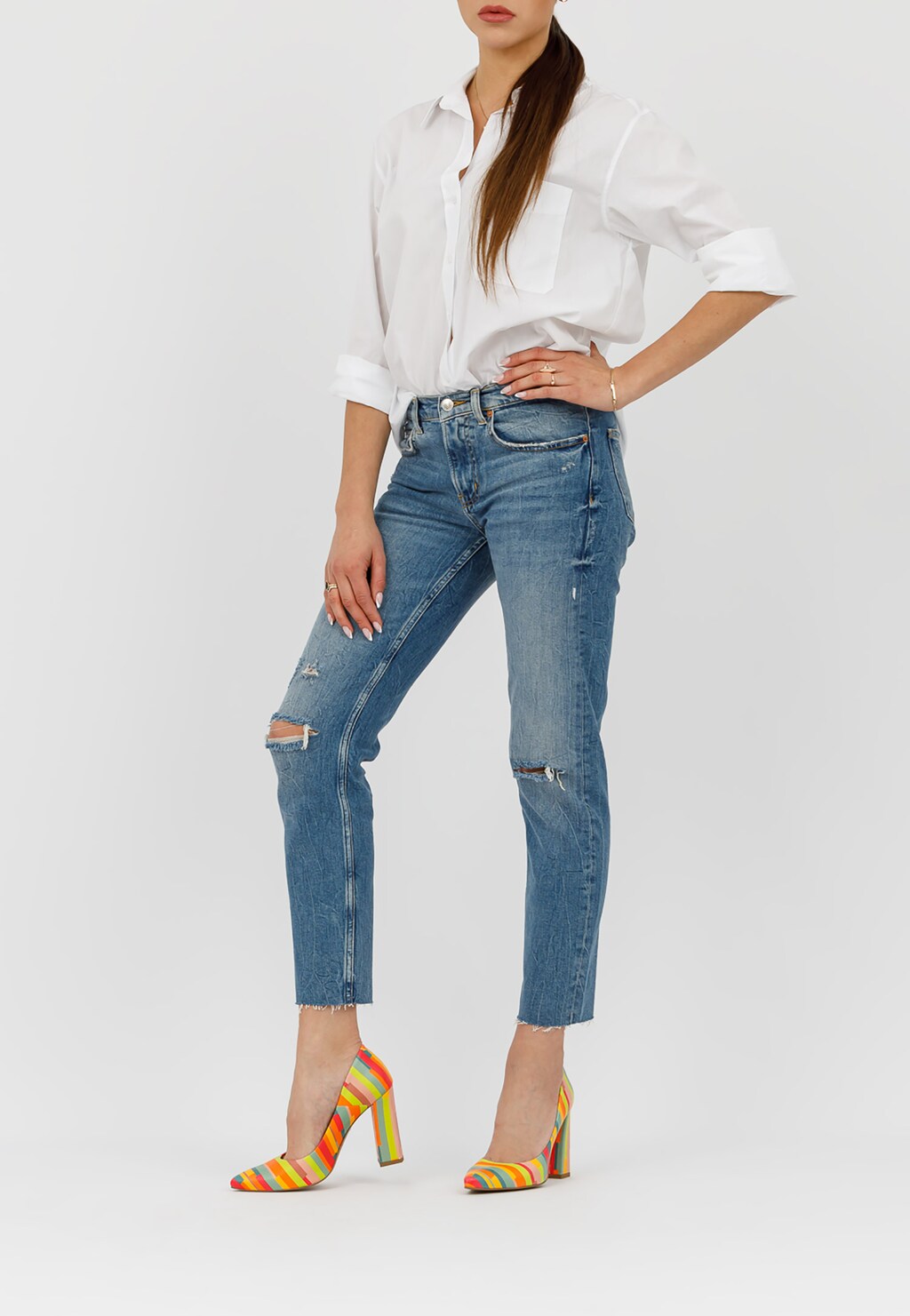 Multikolorowe czółenka na słupku z minikolekcji virtual visions 35023-55 Widok 1