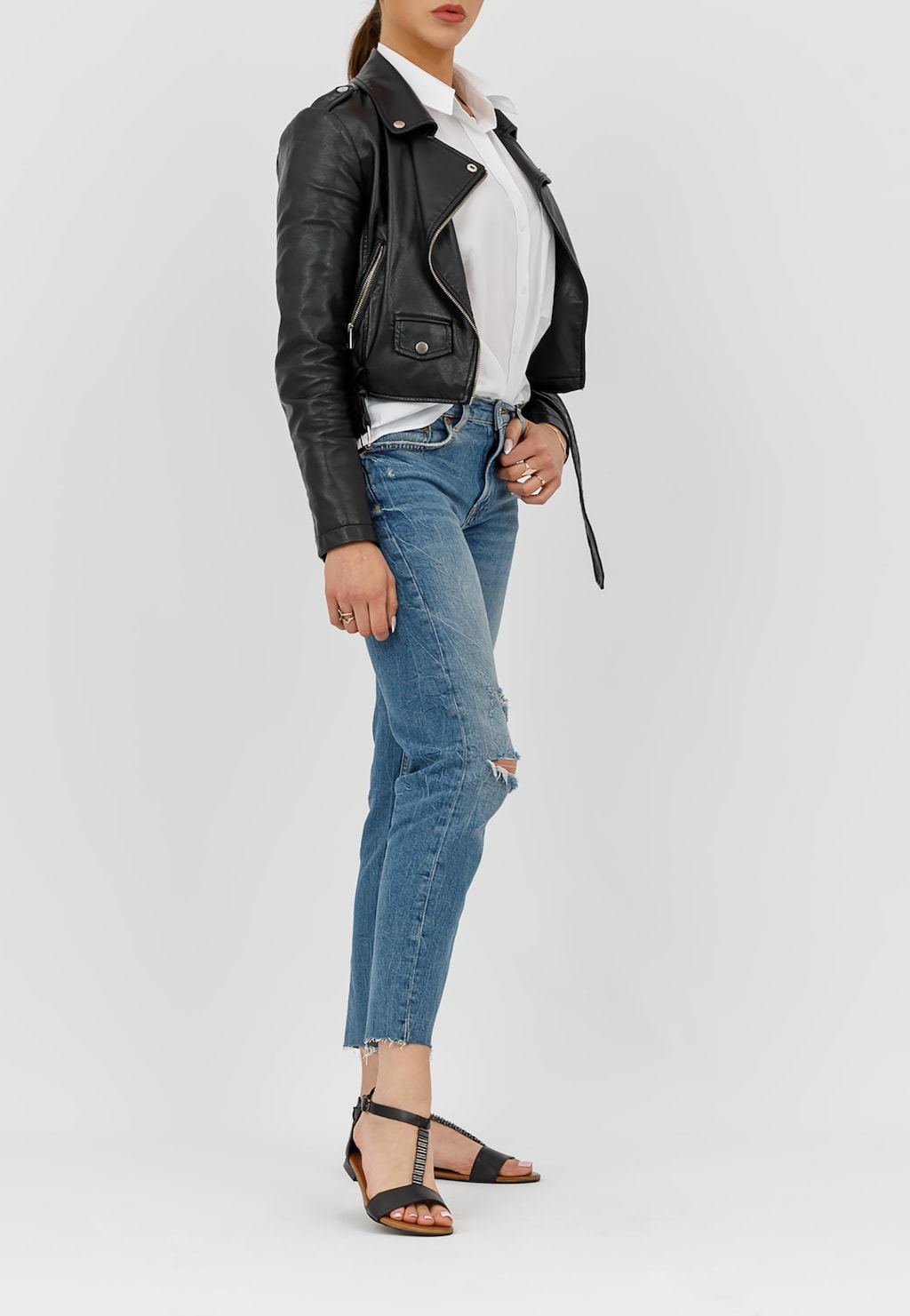 Kožené sandály dámské v černém provedení 76008-51 Widok 1