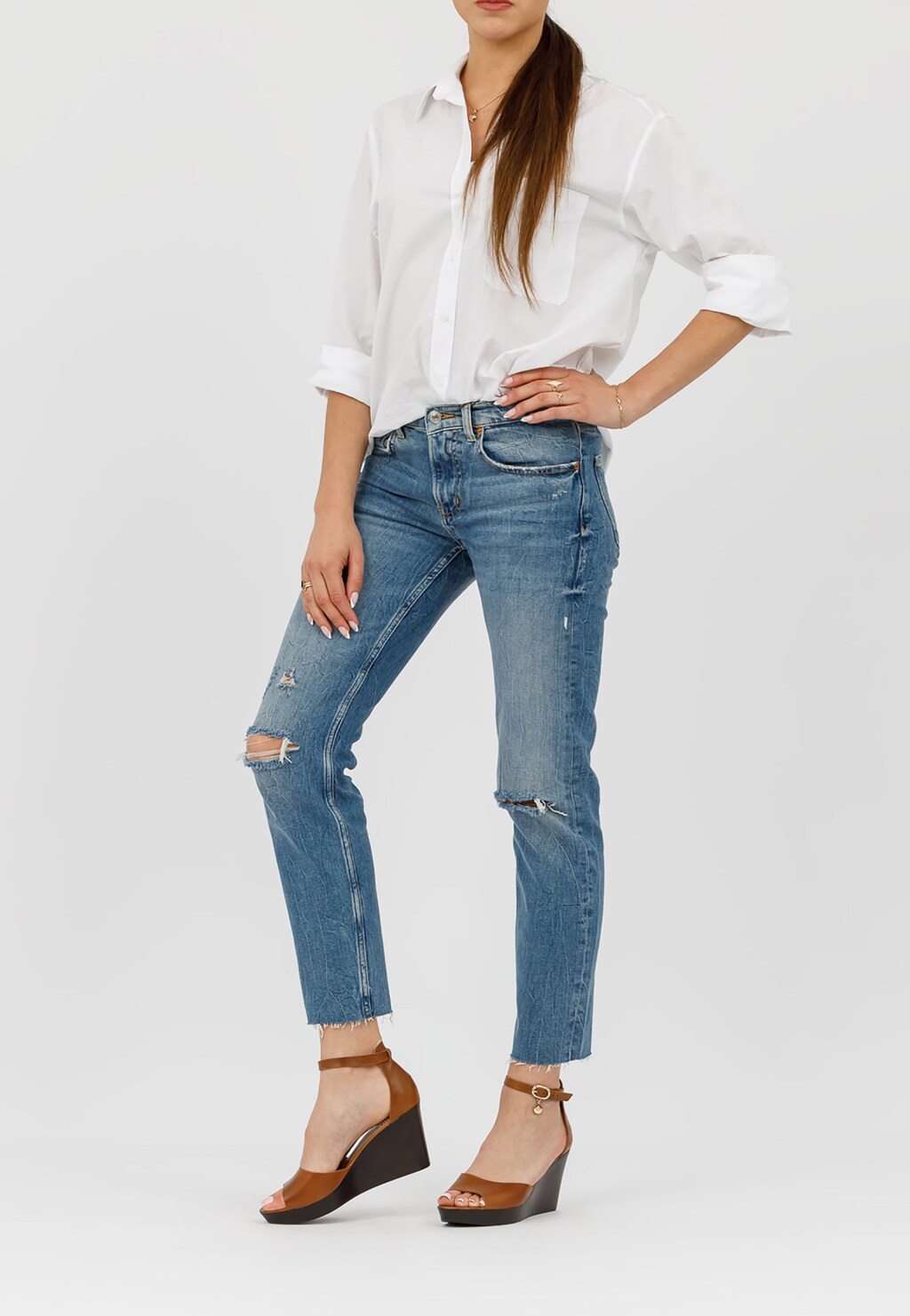 Sandále dámske elegantné na štýlovom klinovom podpätku 76023-53 Widok 1