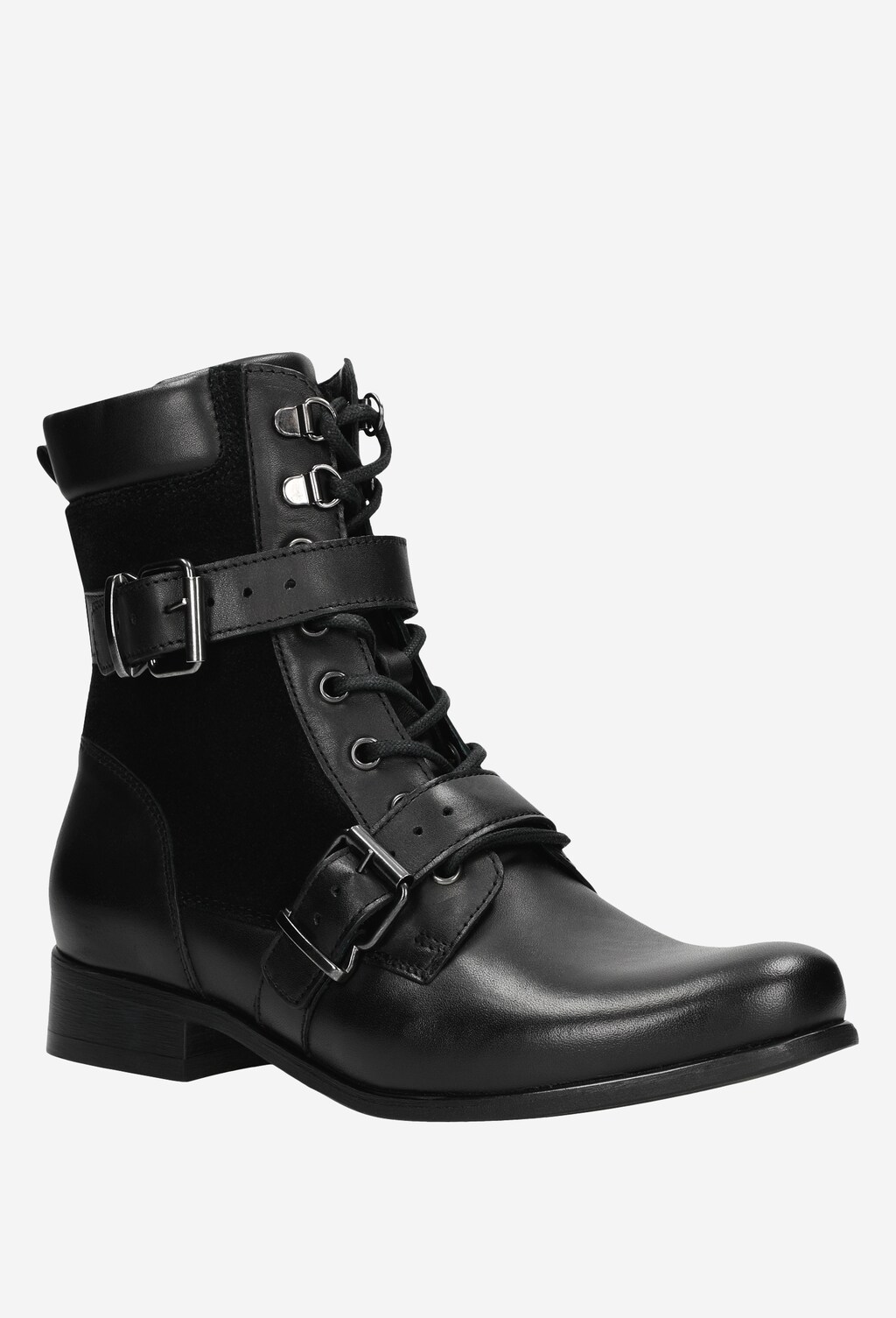 Čierne členkové čižmy s originálnym viazaním 64003-71 Widok 3