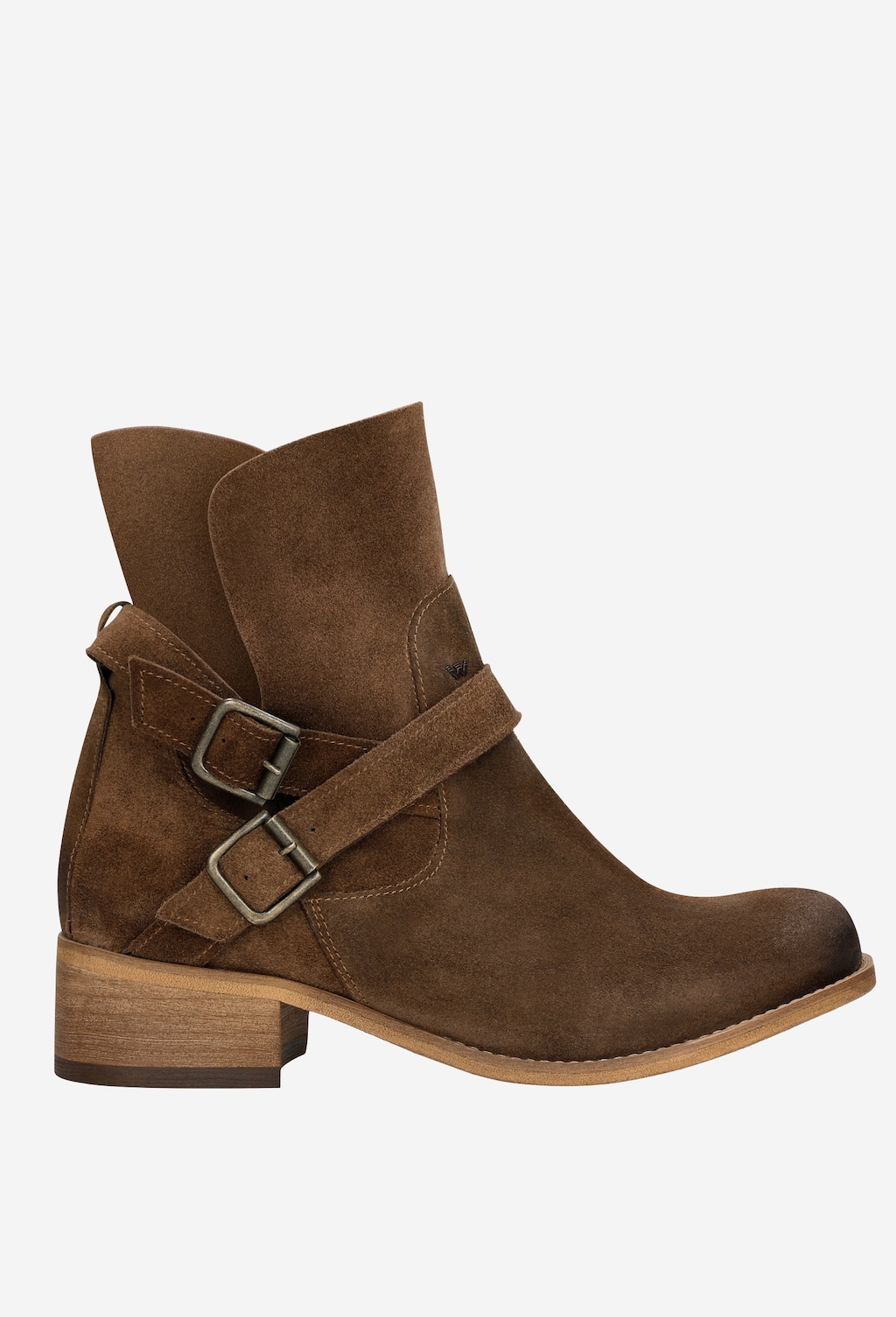 Štýlové hnedé nízke čižmy z brúsenej kože 55040-62 Widok 2