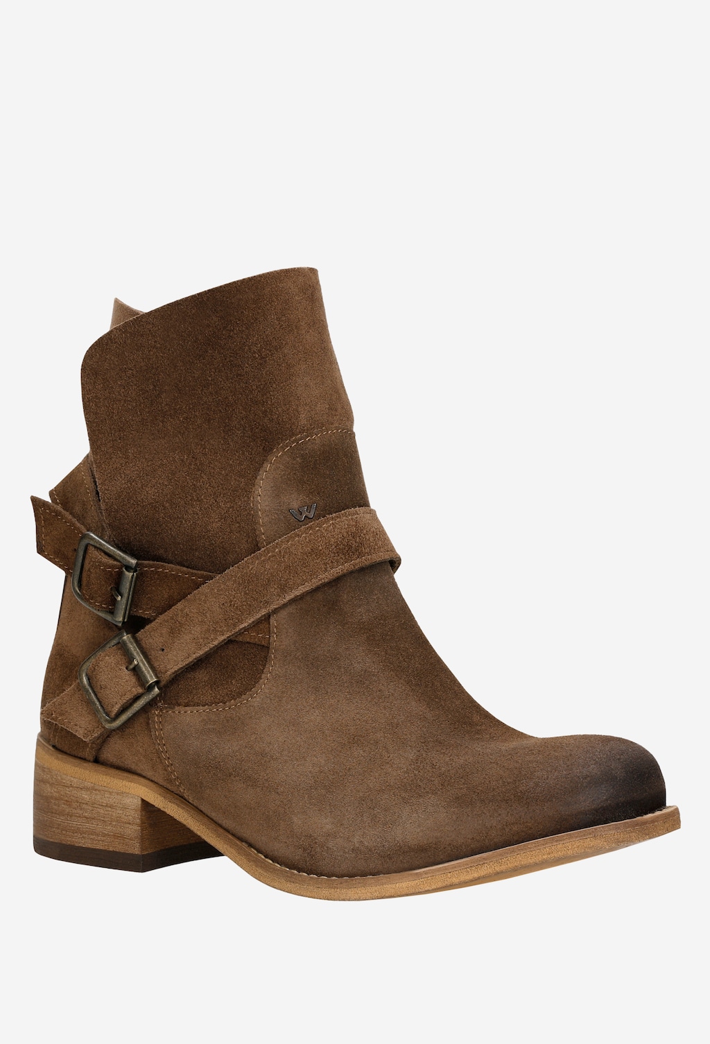 Štýlové hnedé nízke čižmy z brúsenej kože 55040-62 Widok 3