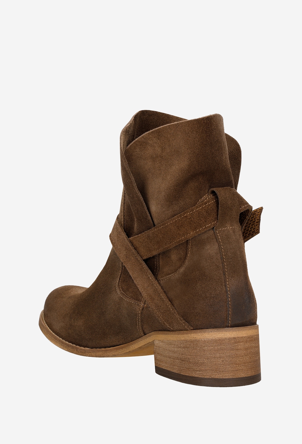 Štýlové hnedé nízke čižmy z brúsenej kože 55040-62 Widok 4