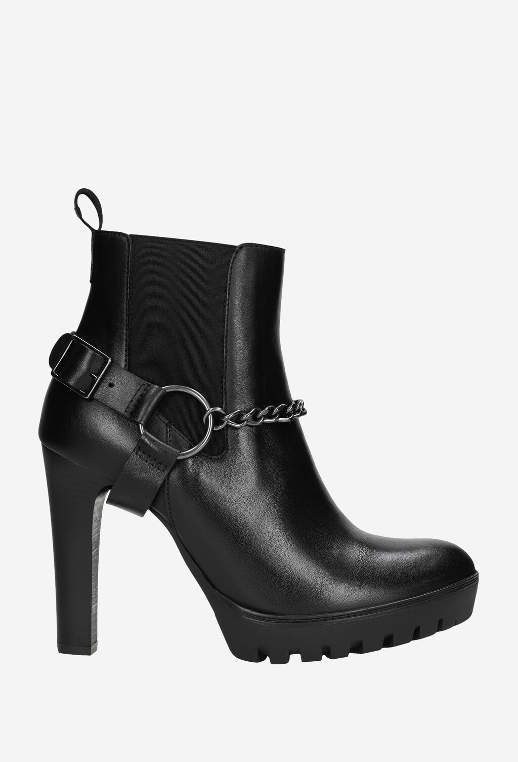 Pocit zvodnosti v čiernych členkových čižmách na opätku 55031-81 Widok 2