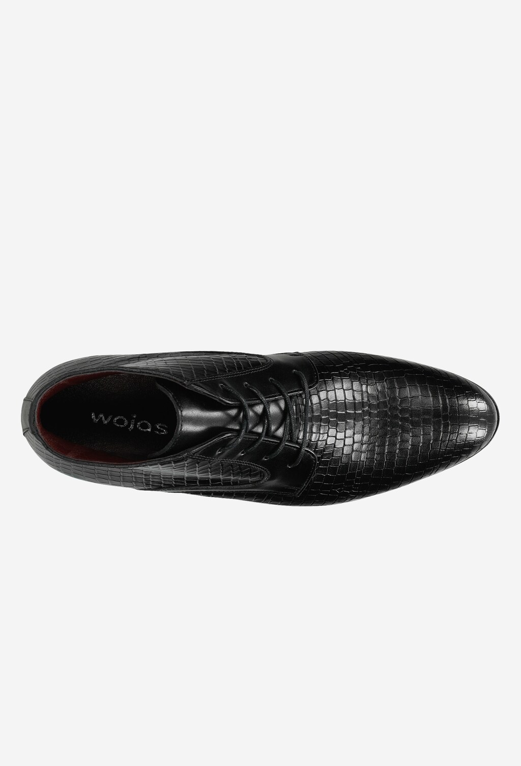 Czarne sznurowane trzewiki męskie z tłoczonej skóry 24002-51 Widok 5