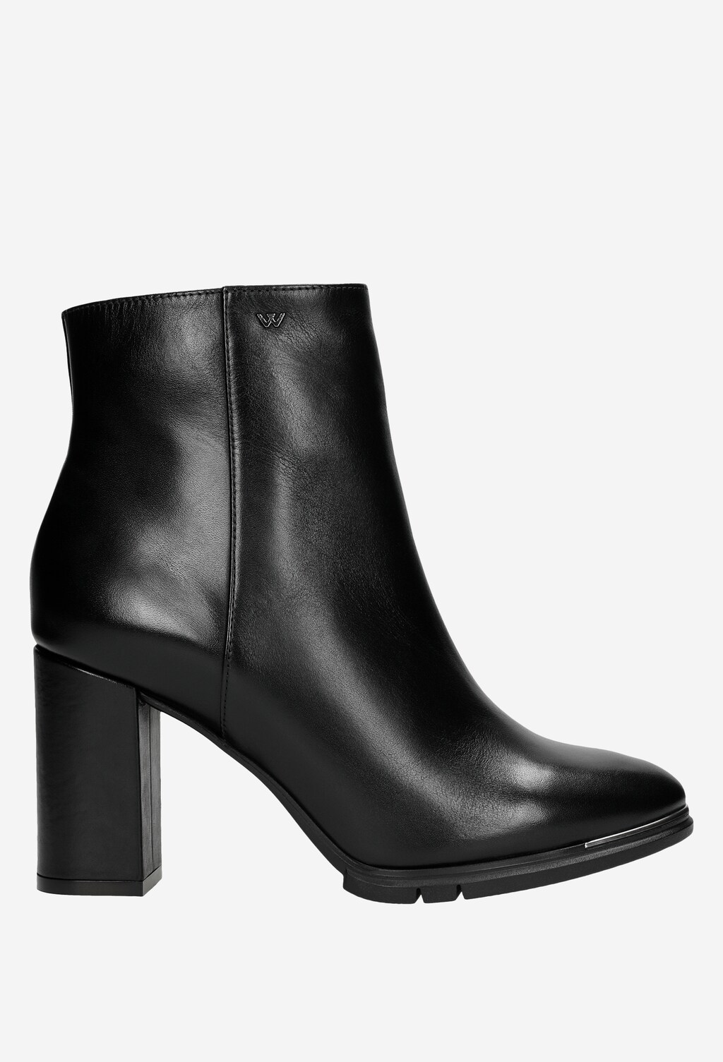 Czarne botki damskie ze skóry licowej zapinane na zamek 55057-51 Widok 2