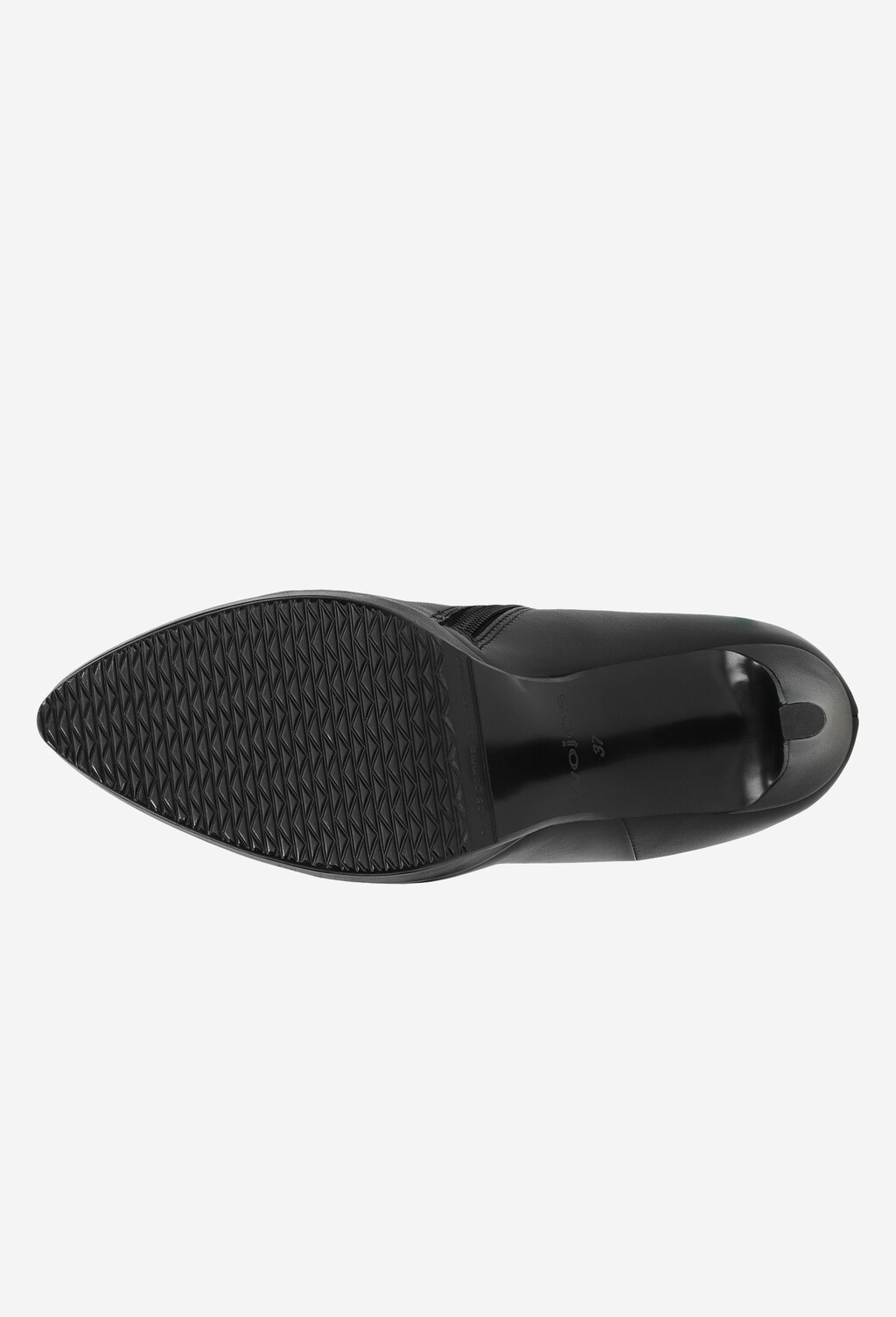 Czarne kozaki damskie na szpilce z ozdobnym łańcuszkiem 71001-51 Widok 6