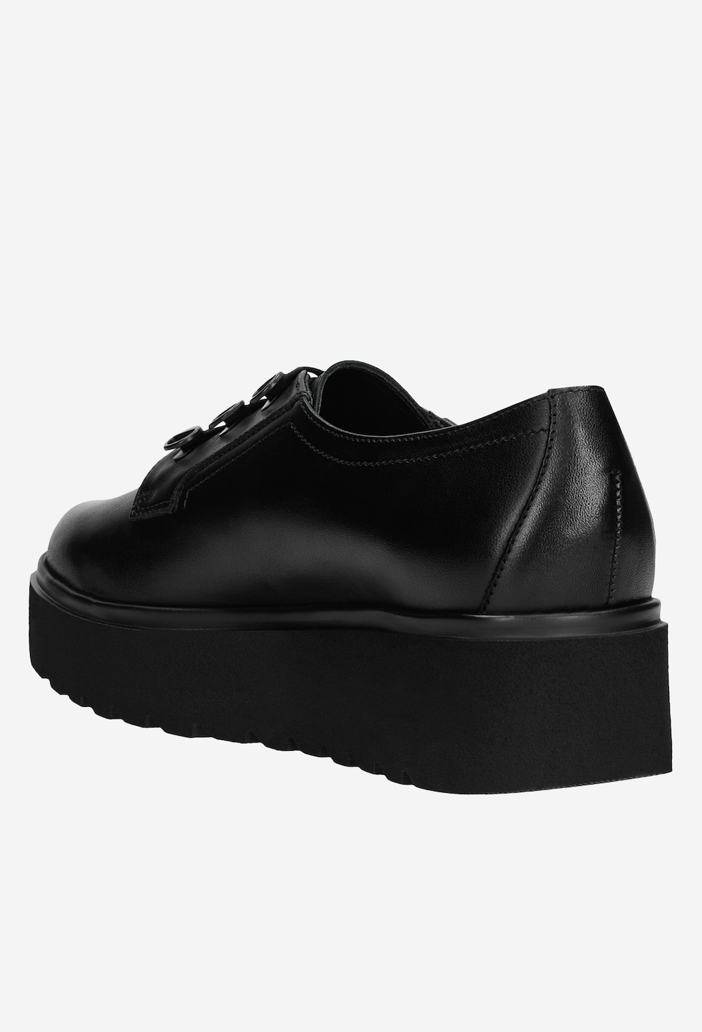 Czarne sznurowane półbuty damskie na wysokiej platformie 46054-51 Widok 4