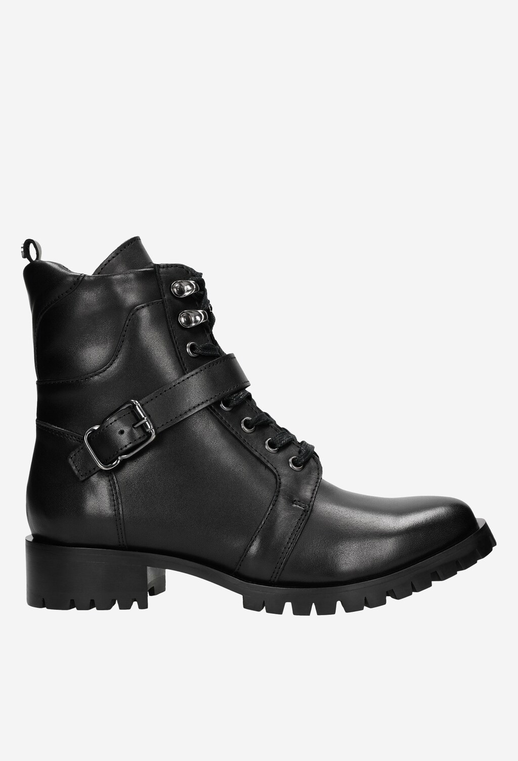 Czarne trzewiki damskie w stylu biker 64023-51 Widok 2