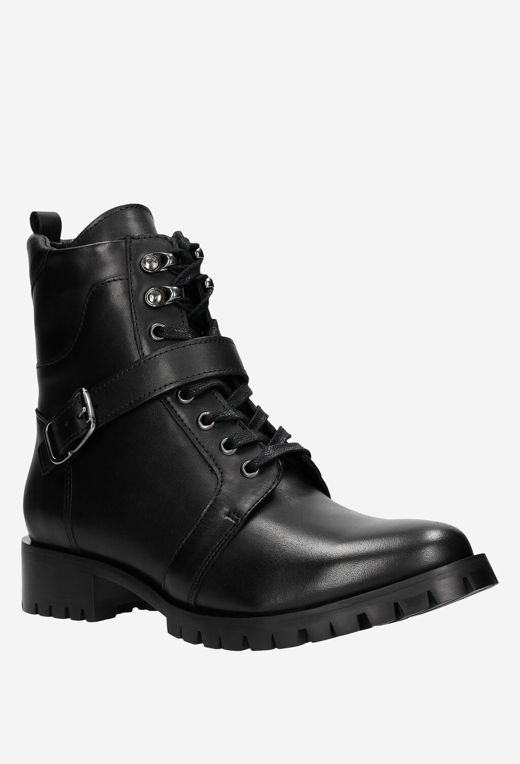 Czarne trzewiki damskie w stylu biker 64023-51 Widok 3