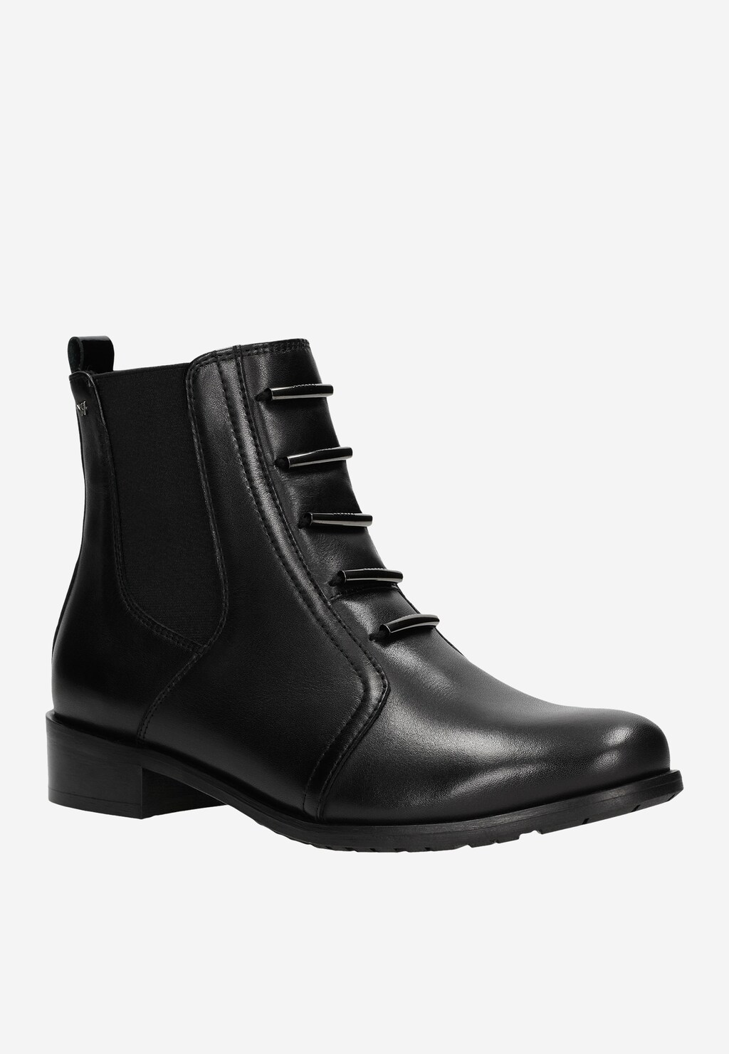 Čierne dámske členkové čižmy s originálnou aplikáciou 55079-81 Widok 2