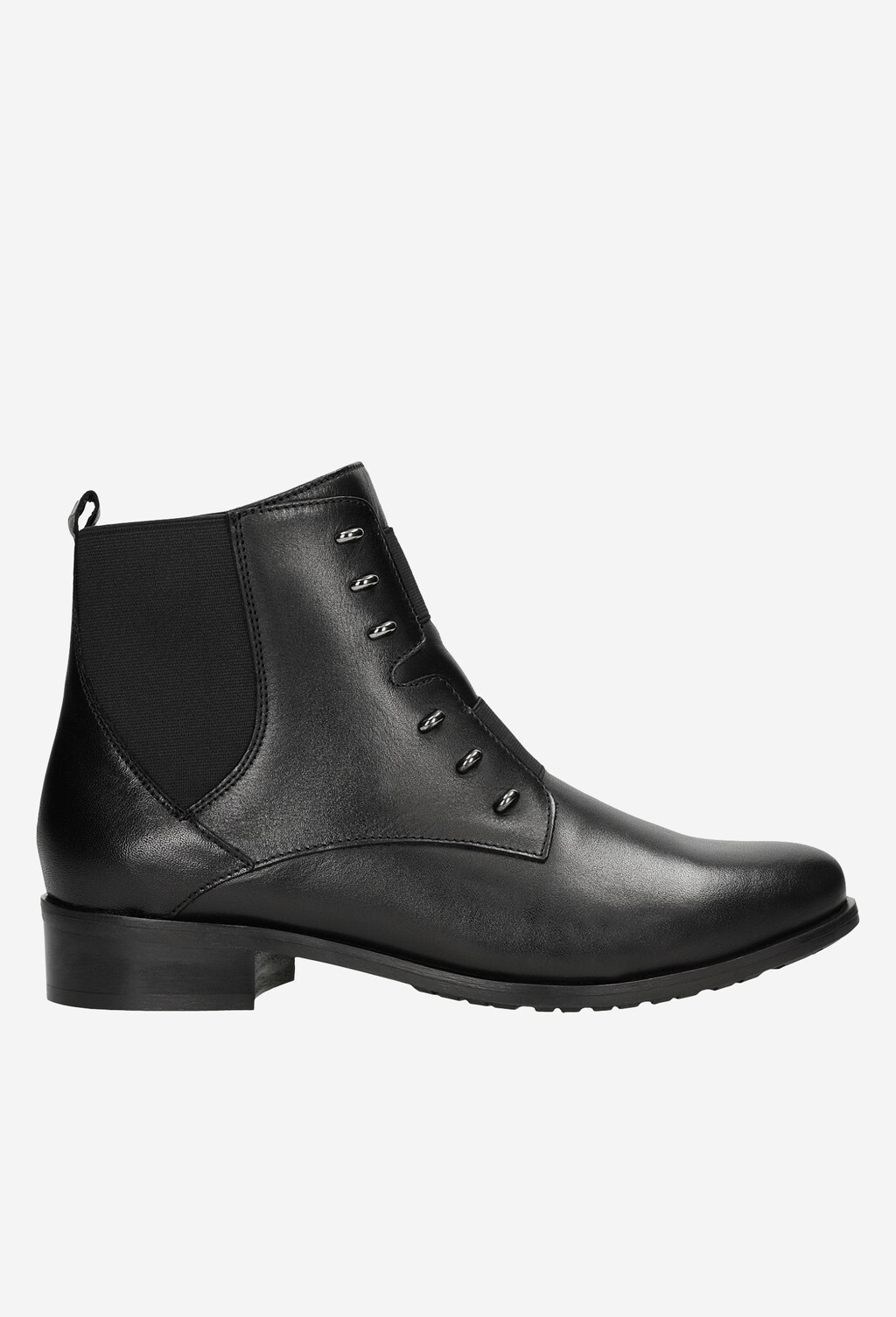 Czarne sztyblety damskie ze skóry licowej 55025-81 Widok 1