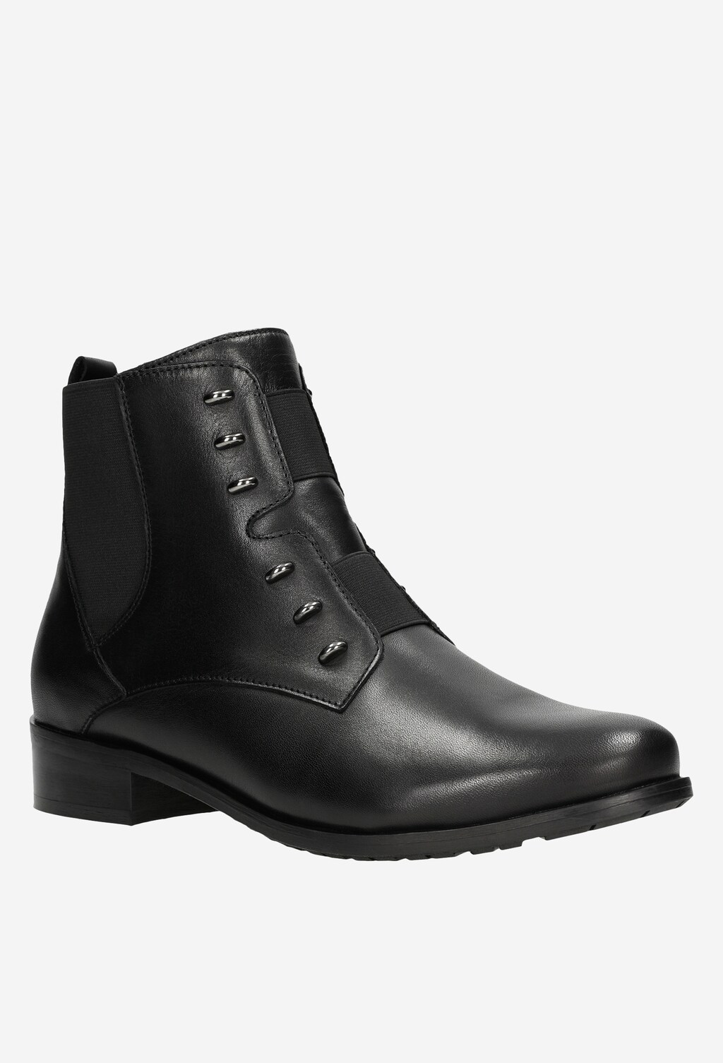 Czarne sztyblety damskie ze skóry licowej 55025-81 Widok 2