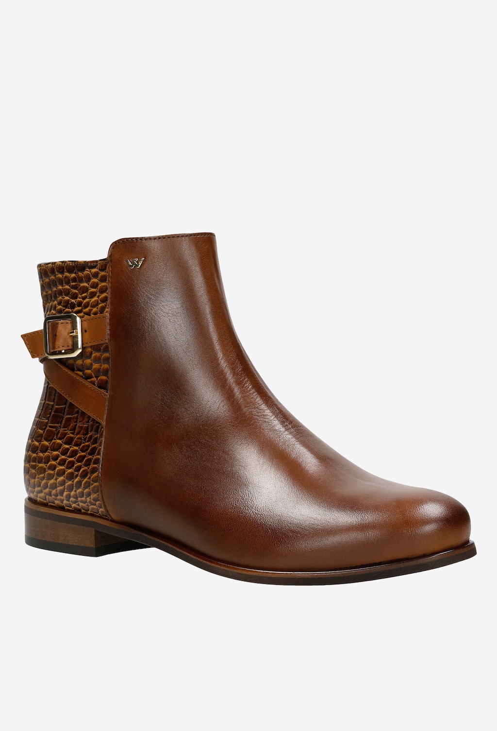 Hnedé nízke čižmy pre dámu s jedinečným vzorovaním 55066-52 Widok 3