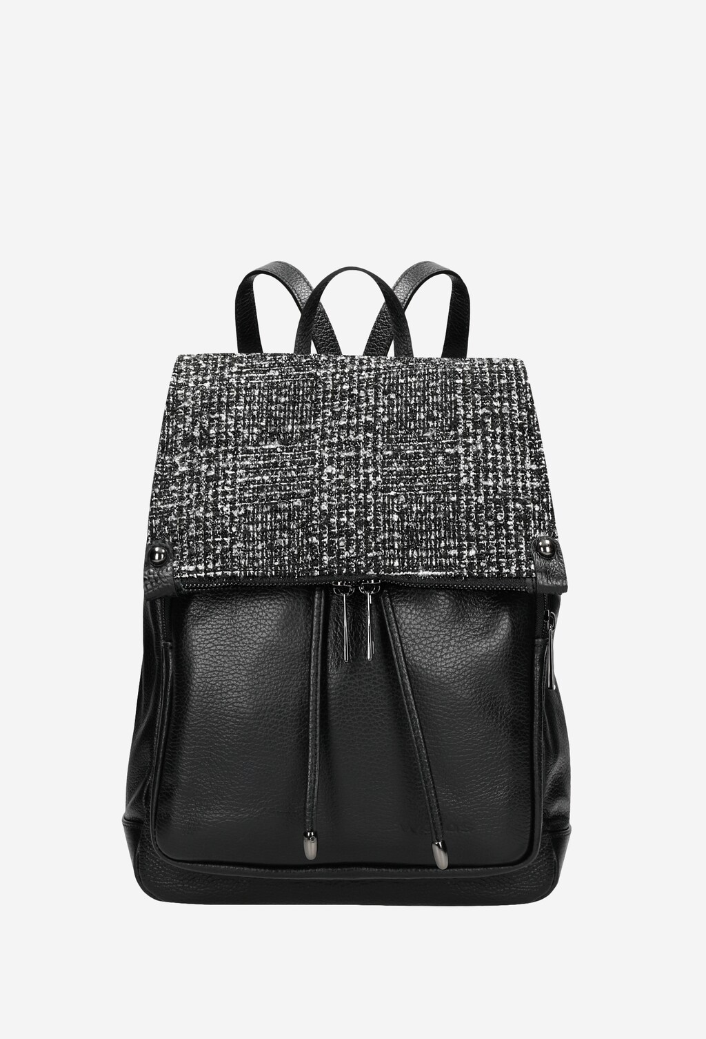 Czarno-biały plecak damski ze skóry licowej i materiału z limitowanej edycji  80073-81 Widok 2